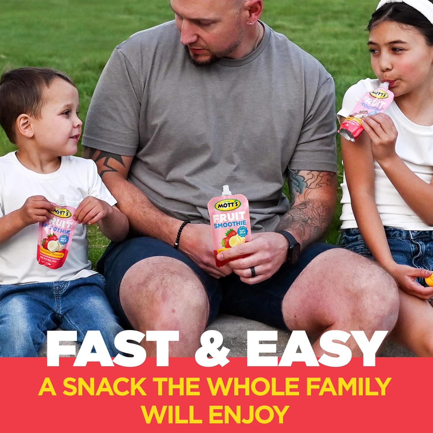 image:imageMotts Fruit Smoothies Strawberry Banana 42 oz clear pouches 8 Pack Nondairy Made With Oatmilk Made With Real Fruit Good Source of Calcium OntheGoStrawberry Banana