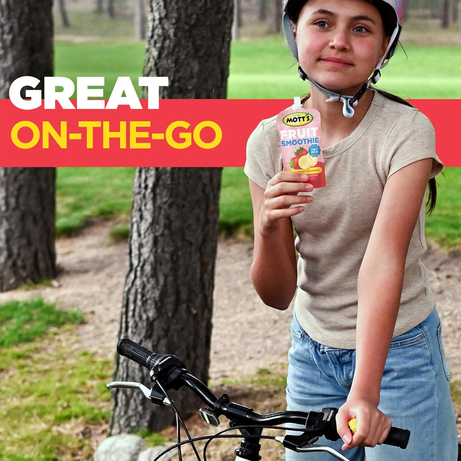 image:imageMotts Fruit Smoothies Strawberry Banana 42 oz clear pouches 8 Pack Nondairy Made With Oatmilk Made With Real Fruit Good Source of Calcium OntheGoStrawberry Banana