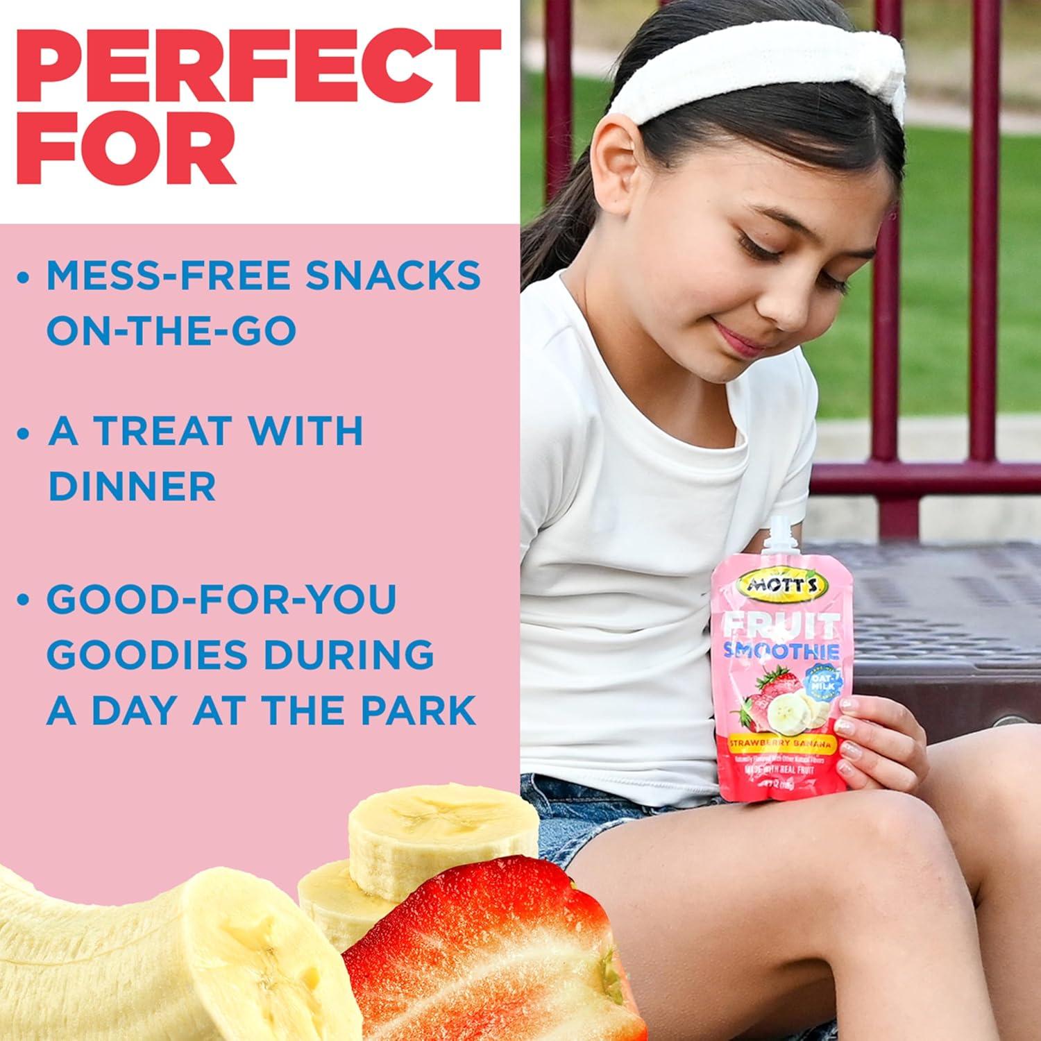 image:imageMotts Fruit Smoothies Strawberry Banana 42 oz clear pouches 8 Pack Nondairy Made With Oatmilk Made With Real Fruit Good Source of Calcium OntheGoStrawberry Banana