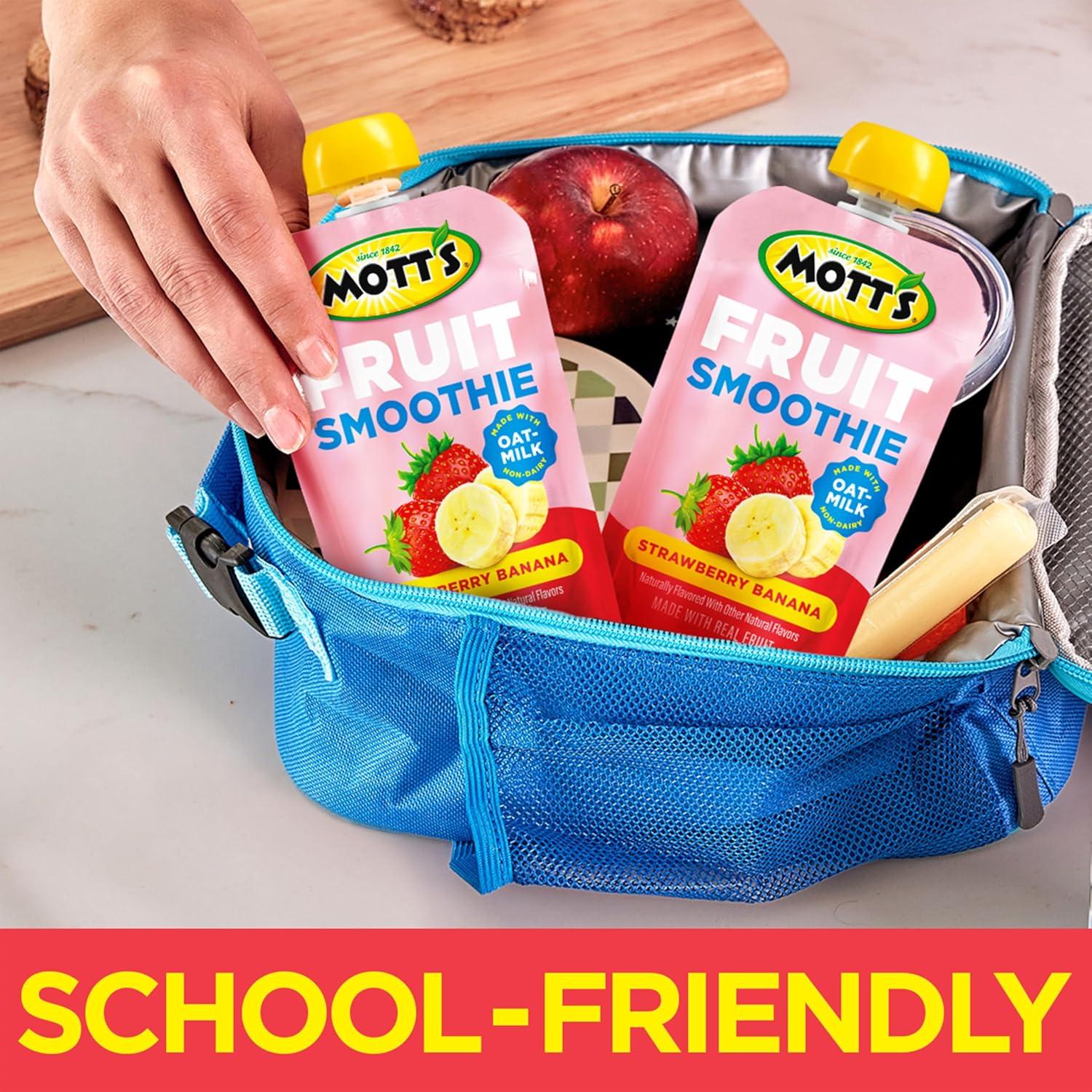 image:imageMotts Fruit Smoothies Strawberry Banana 42 oz clear pouches 8 Pack Nondairy Made With Oatmilk Made With Real Fruit Good Source of Calcium OntheGoStrawberry Banana