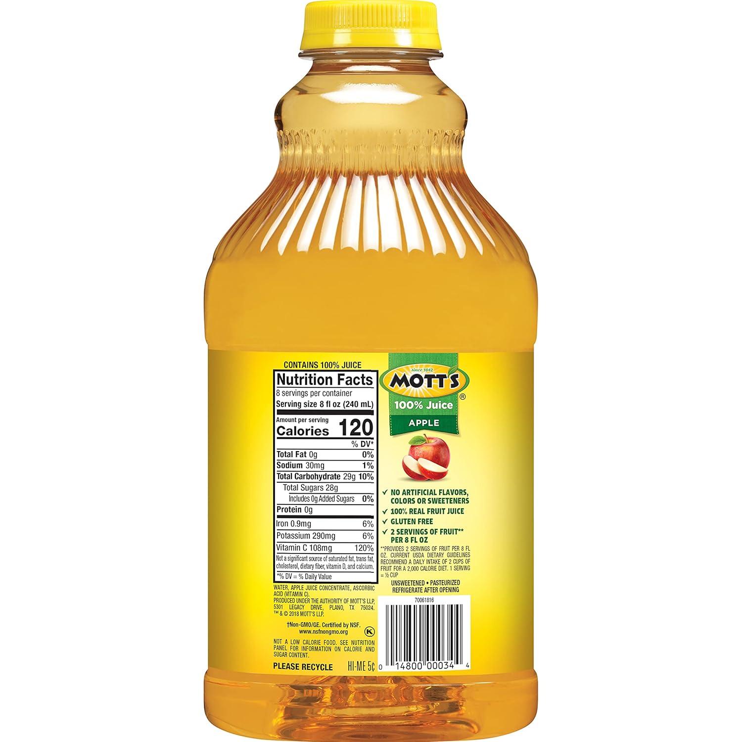 image:imageMotts 100 Original Apple Juice 64 Fl Oz Bottle Pack Of 8 2 Servings Of Fruit Per Cup 100 Fruit Juice Glutenfree Caffeinefree Kosher And Contains No Artificial Colors Or SweetenersOriginal Apple Juice