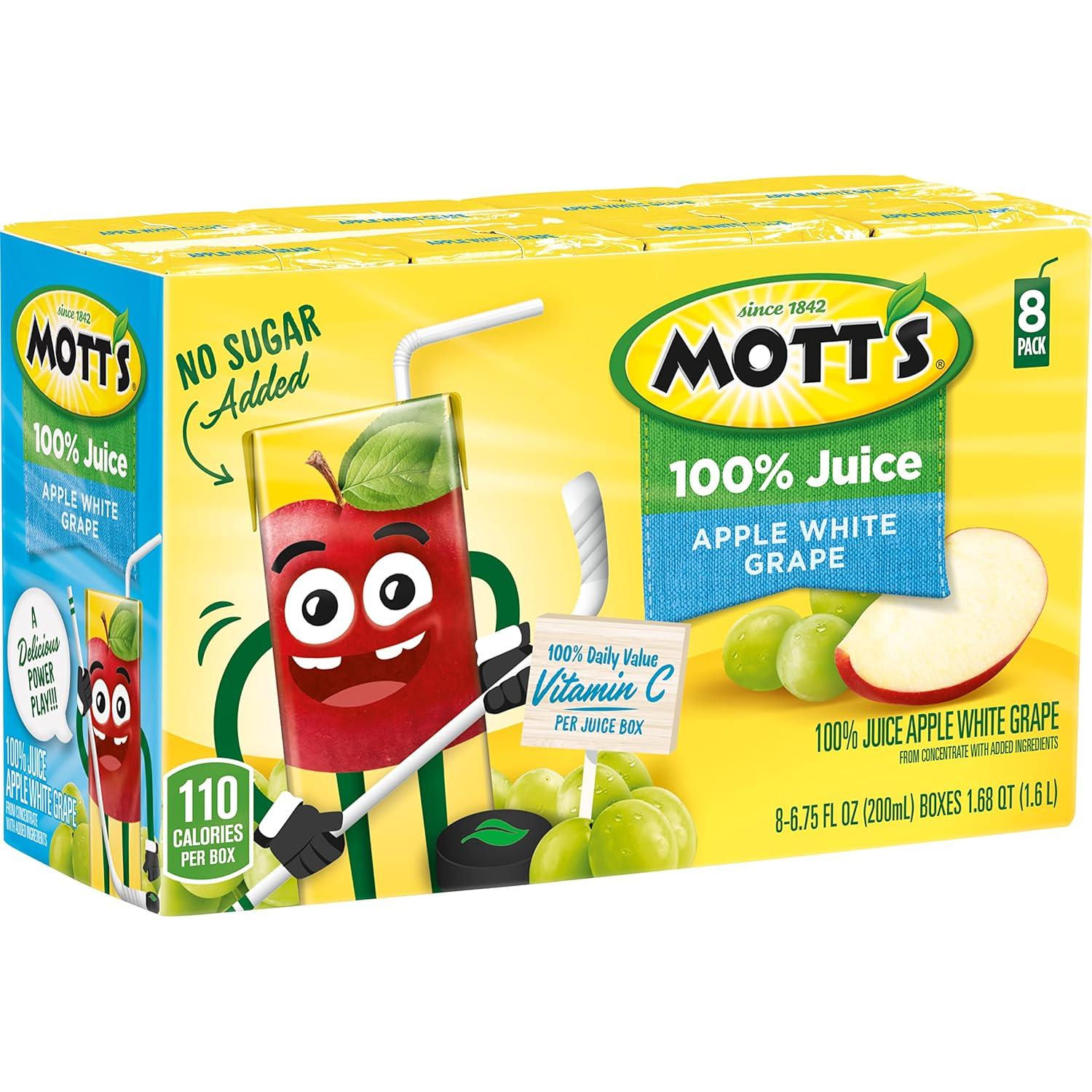image:imageMotts 100 Percent Fruit Punch Juice 675 fl oz boxes 32 Count 4 Packs of 8Apple White Grape