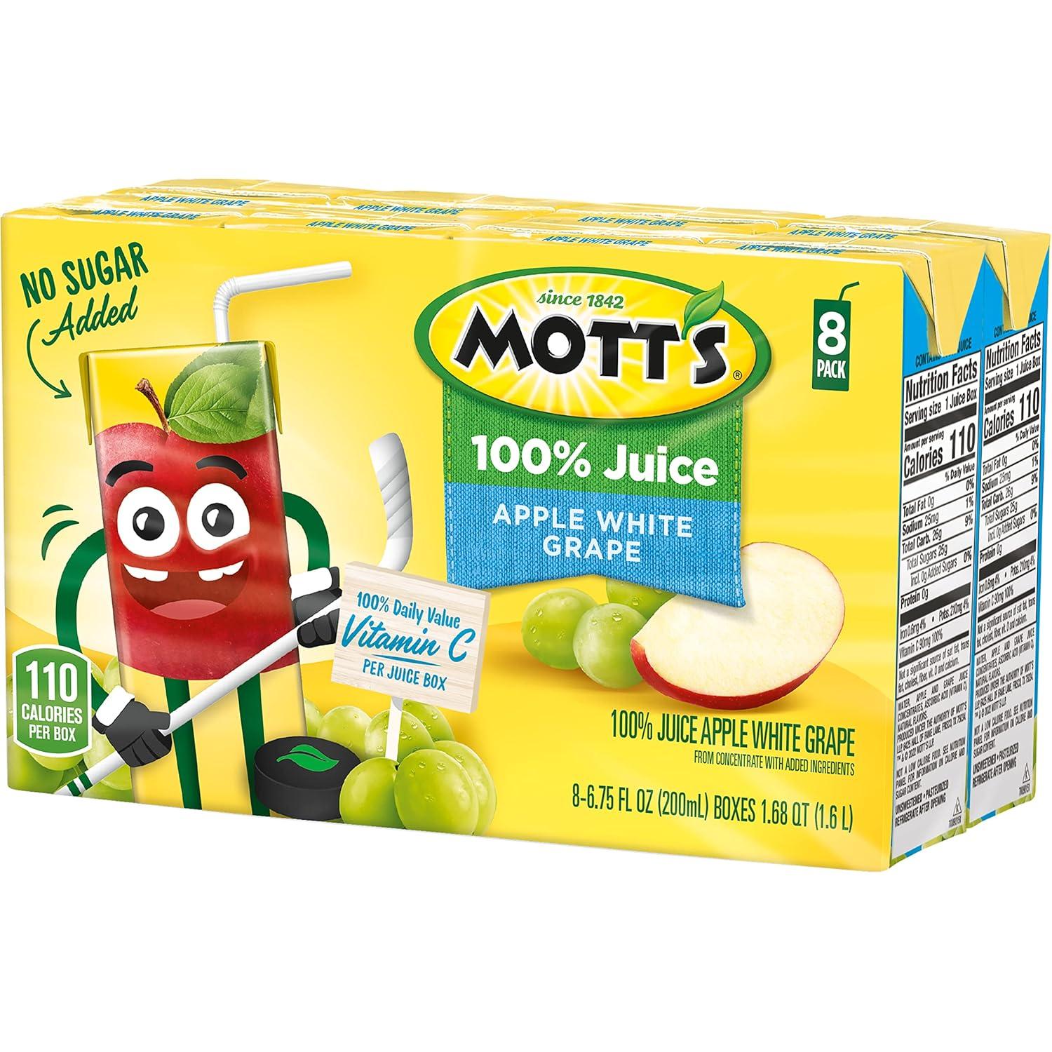 image:imageMotts 100 Percent Fruit Punch Juice 675 fl oz boxes 32 Count 4 Packs of 8Apple White Grape