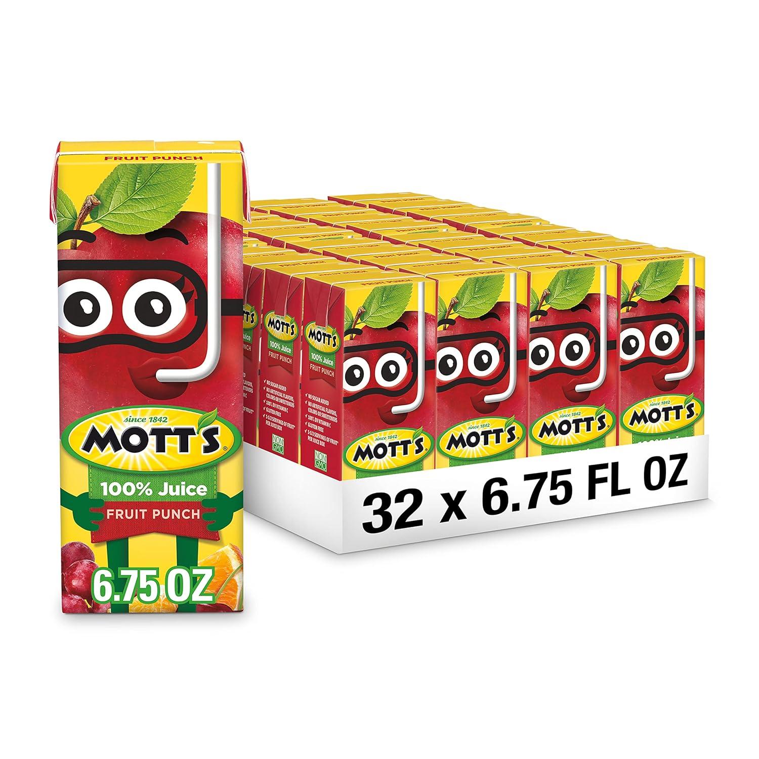 image:imageMotts 100 Percent Fruit Punch Juice 675 fl oz boxes 32 Count 4 Packs of 8Fruit Punch