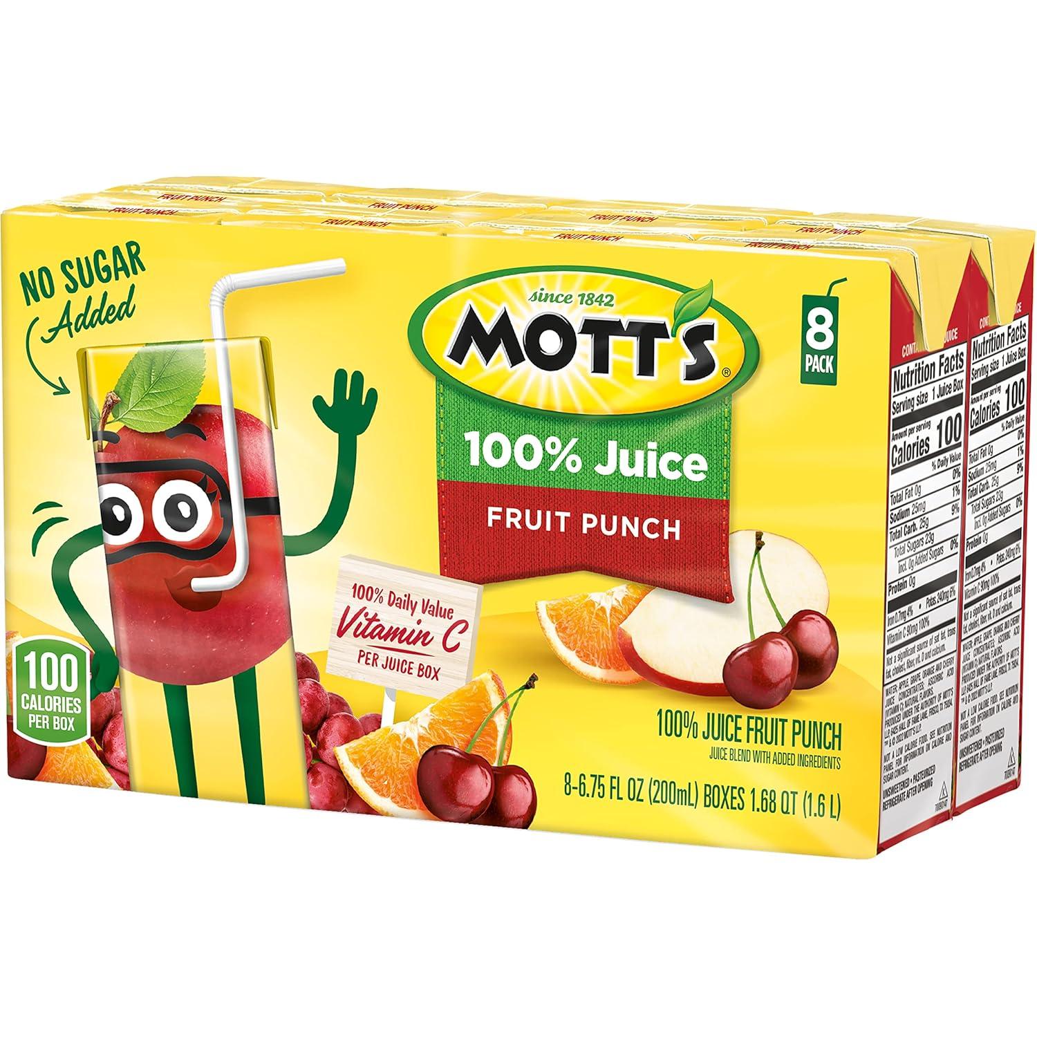 image:imageMotts 100 Percent Fruit Punch Juice 675 fl oz boxes 32 Count 4 Packs of 8Fruit Punch
