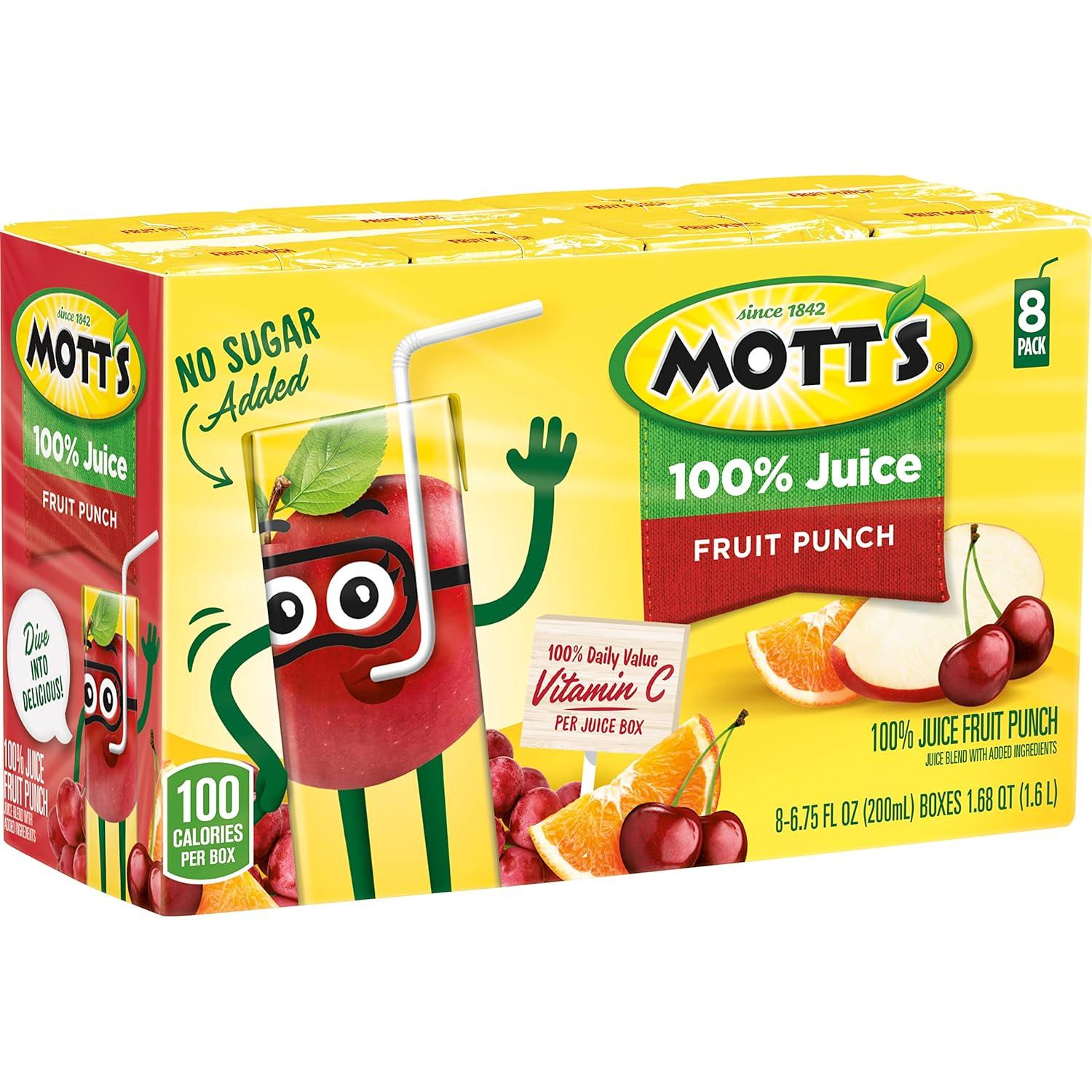 image:imageMotts 100 Percent Fruit Punch Juice 675 fl oz boxes 32 Count 4 Packs of 8Fruit Punch