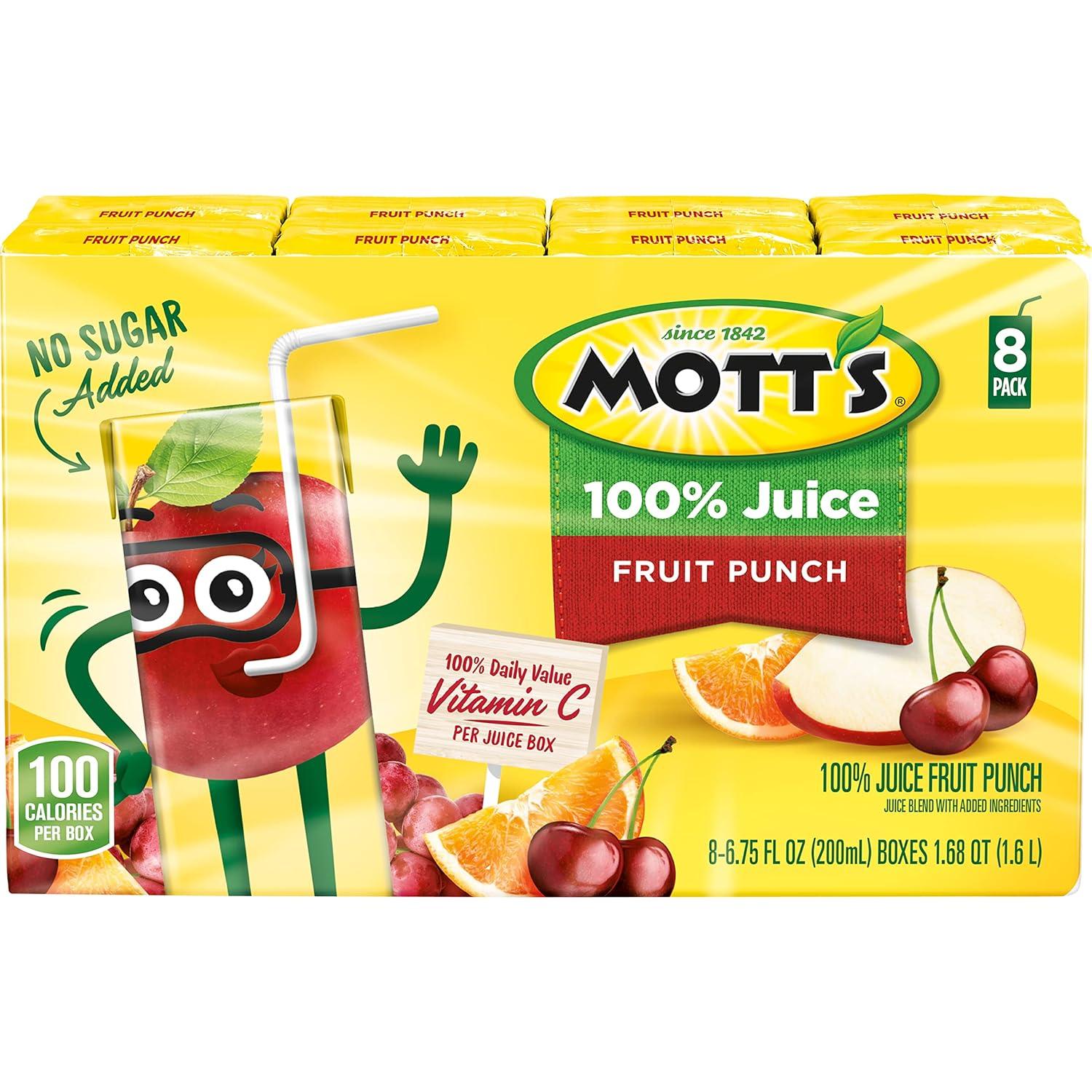 image:imageMotts 100 Percent Fruit Punch Juice 675 fl oz boxes 32 Count 4 Packs of 8Fruit Punch