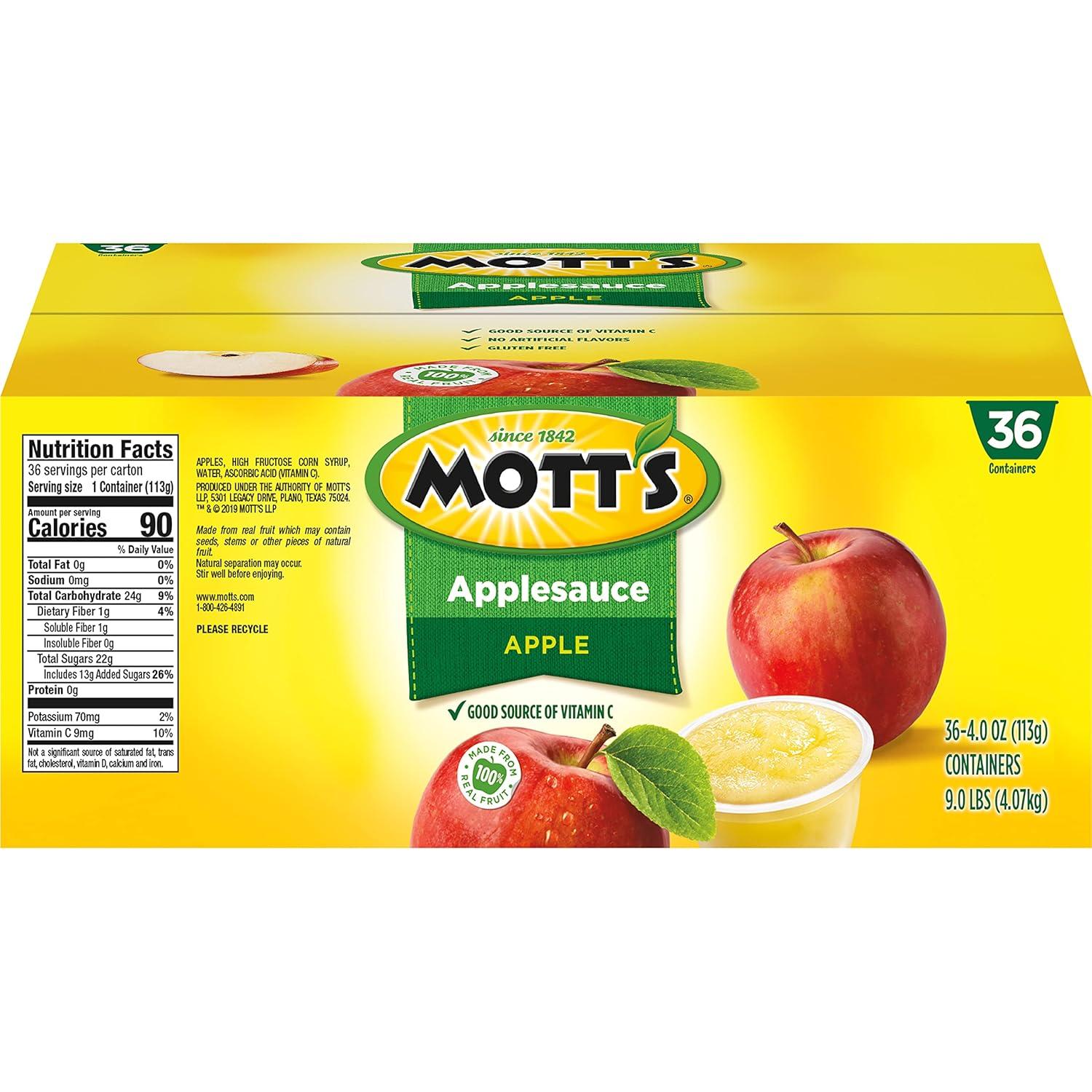 image:imageMotts Applesauce 4 Oz Cups 36 Count No Artificial Flavors Good Source of Vitamin C Nutritious Option for The Whole FamilyApple