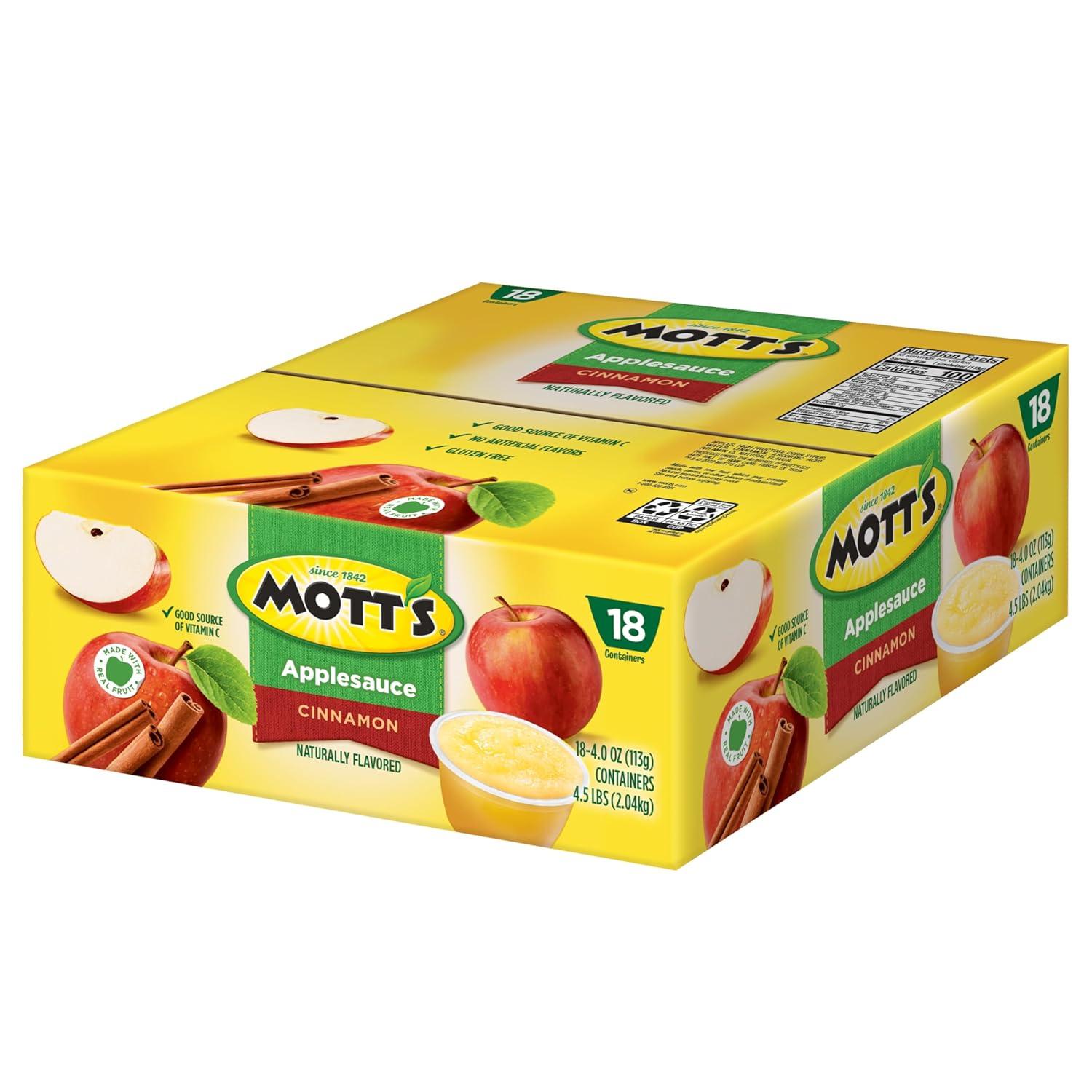 image:imageMotts Applesauce 4 Oz Cups 36 Count No Artificial Flavors Good Source of Vitamin C Nutritious Option for The Whole FamilyCinnamon