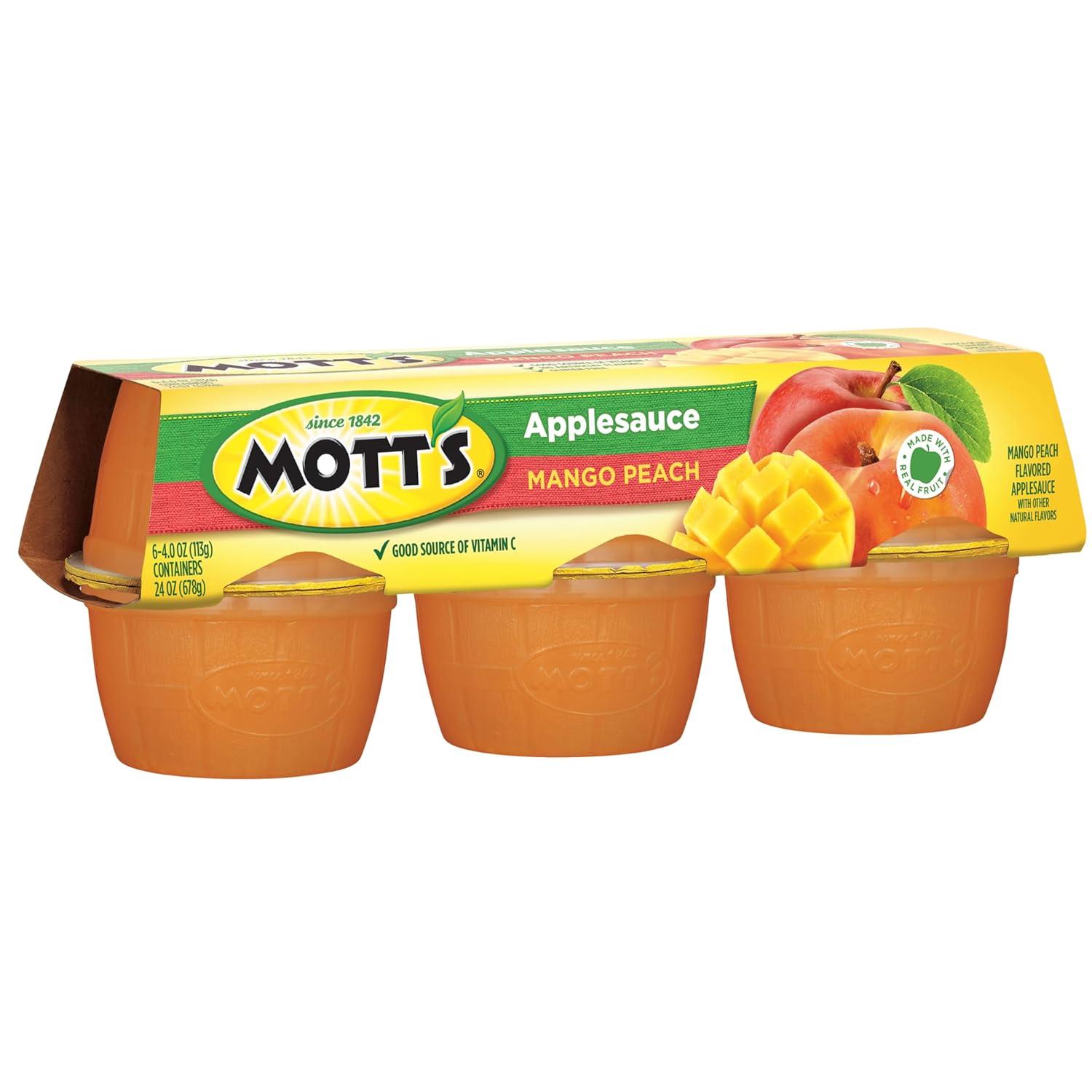 image:imageMotts Applesauce 4 Oz Cups 36 Count No Artificial Flavors Good Source of Vitamin C Nutritious Option for The Whole FamilyMango Peach