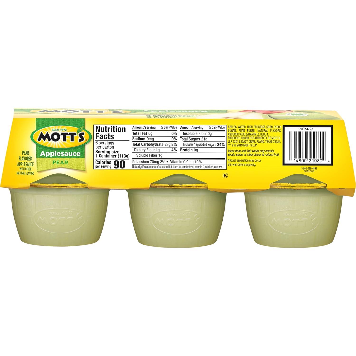 image:imageMotts Applesauce 4 Oz Cups 36 Count No Artificial Flavors Good Source of Vitamin C Nutritious Option for The Whole FamilyPear