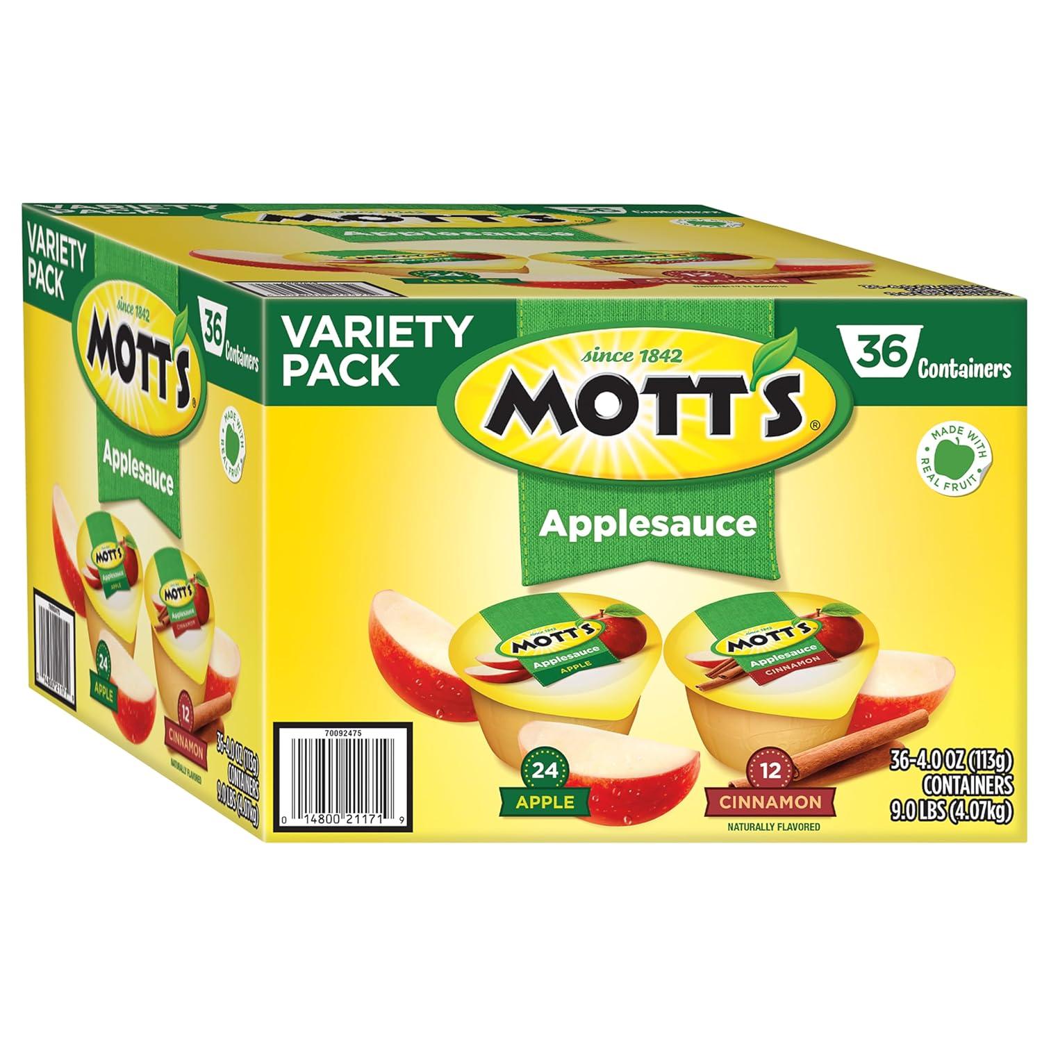 image:imageMotts Applesauce 4 Oz Cups 36 Count No Artificial Flavors Good Source of Vitamin C Nutritious Option for The Whole FamilyVariety Pack