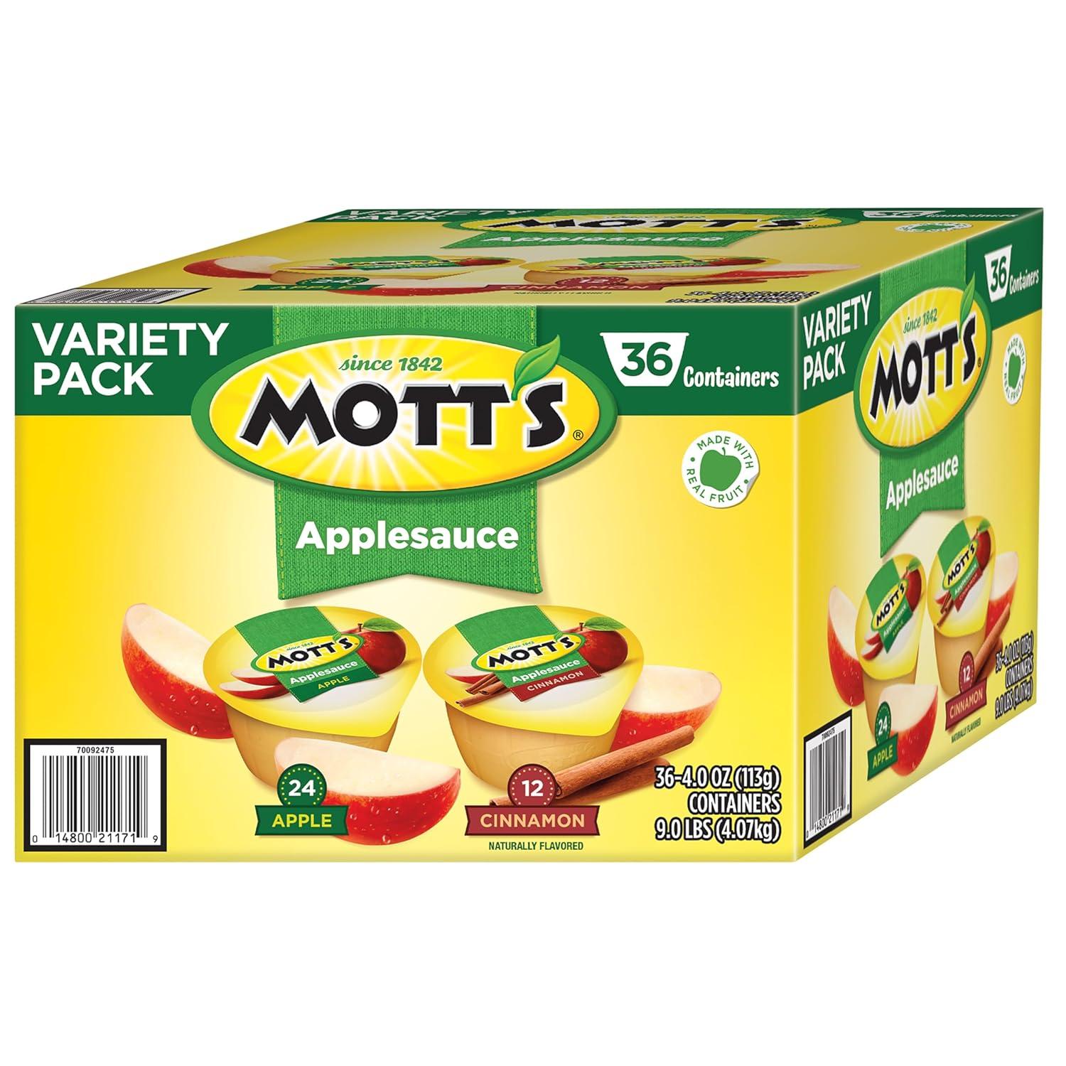 image:imageMotts Applesauce 4 Oz Cups 36 Count No Artificial Flavors Good Source of Vitamin C Nutritious Option for The Whole FamilyVariety Pack
