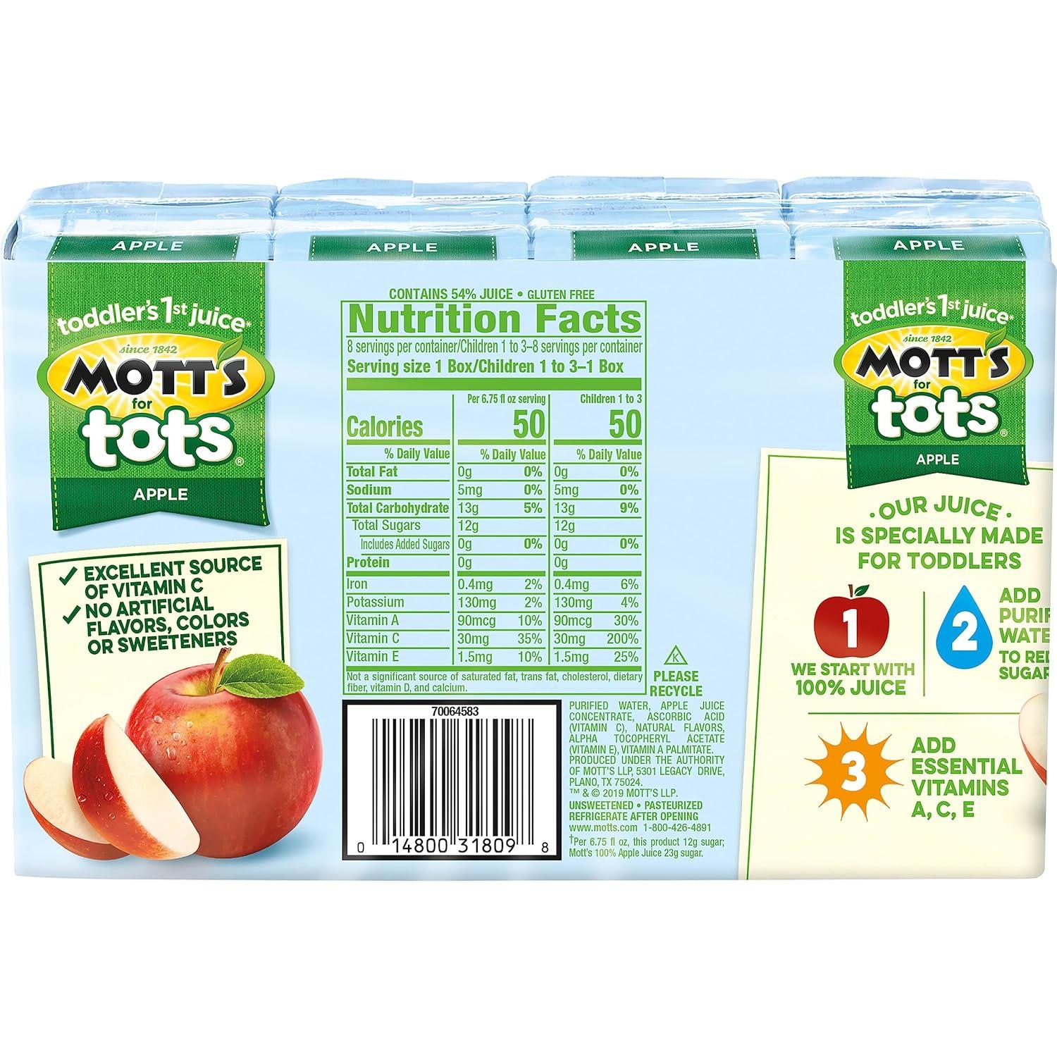 image:imageMotts For Tots Apple 675 Fl Oz Boxes 32 Count 4 Packs Of 8 Juice With Purified Water Good Source Of Vitamin C 40 Less Sugar Than 100 Apple Juice No Artificial SweetenersApple