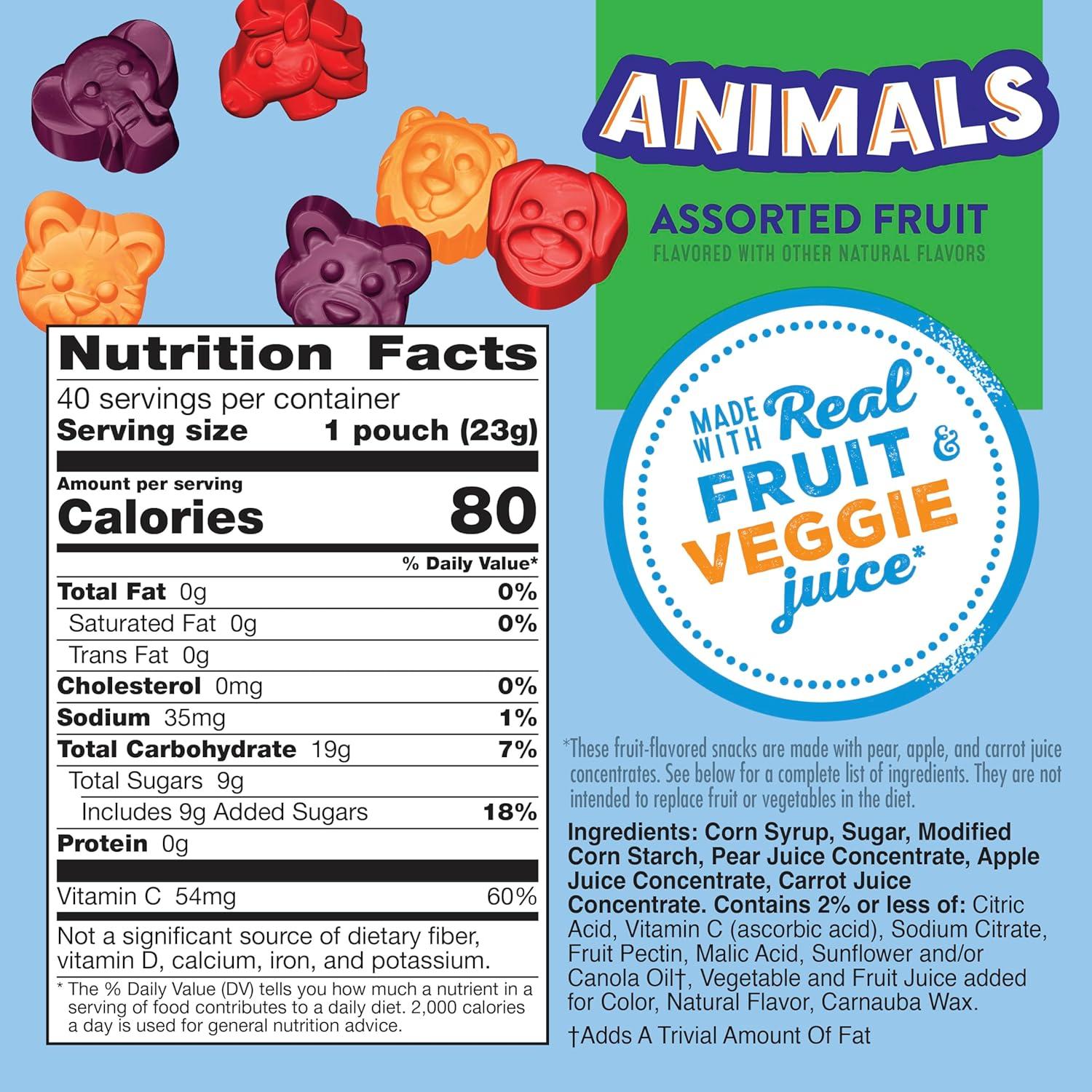 image:imageMotts Fruit Flavored Snacks Animals Assorted Fruit Gluten Free Snack Family Pack 40 Ct 32 ozAssorted Fruit