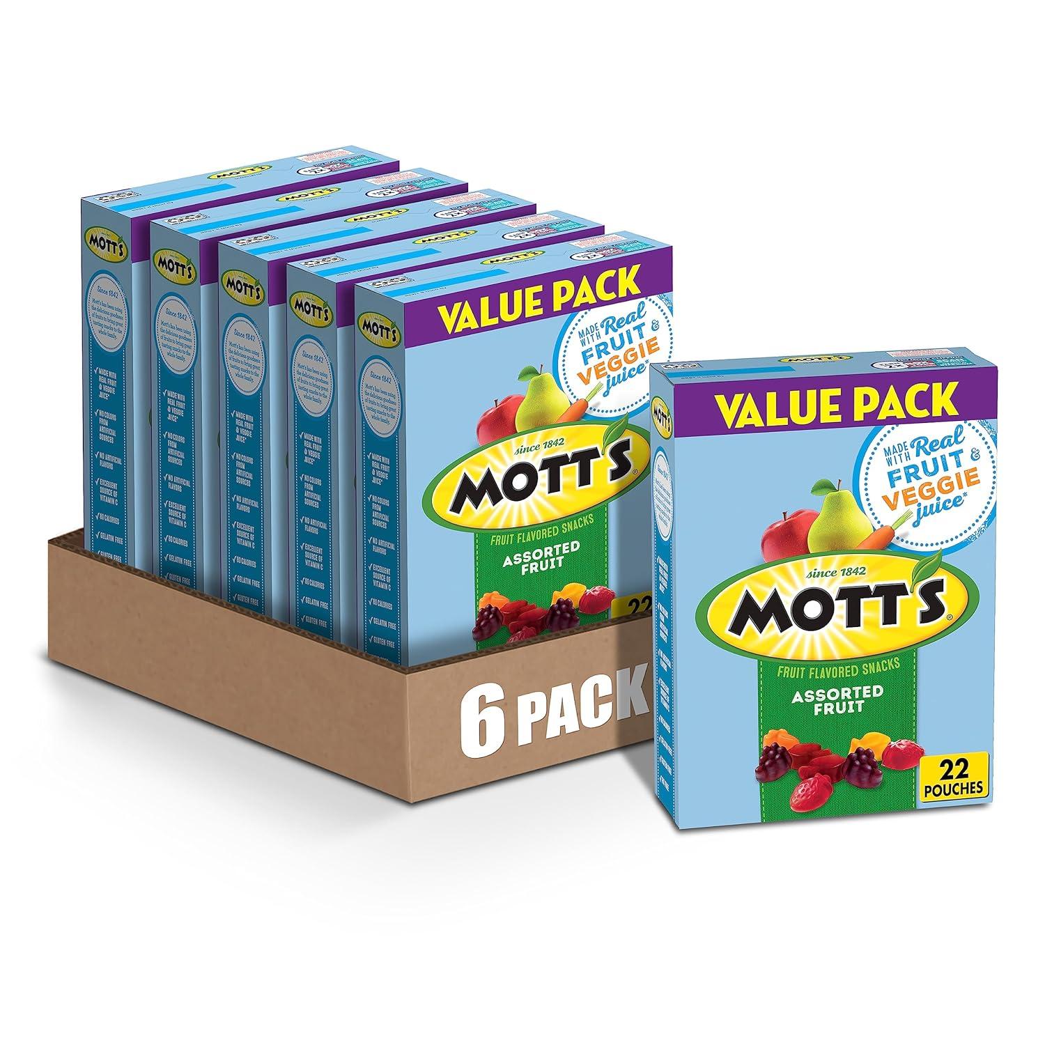 image:imageMotts Fruit Flavored Snacks Assorted Fruit Gluten Free Snack Value Pack 22 Pouches 176 oz Pack of 6Assorted Fruit