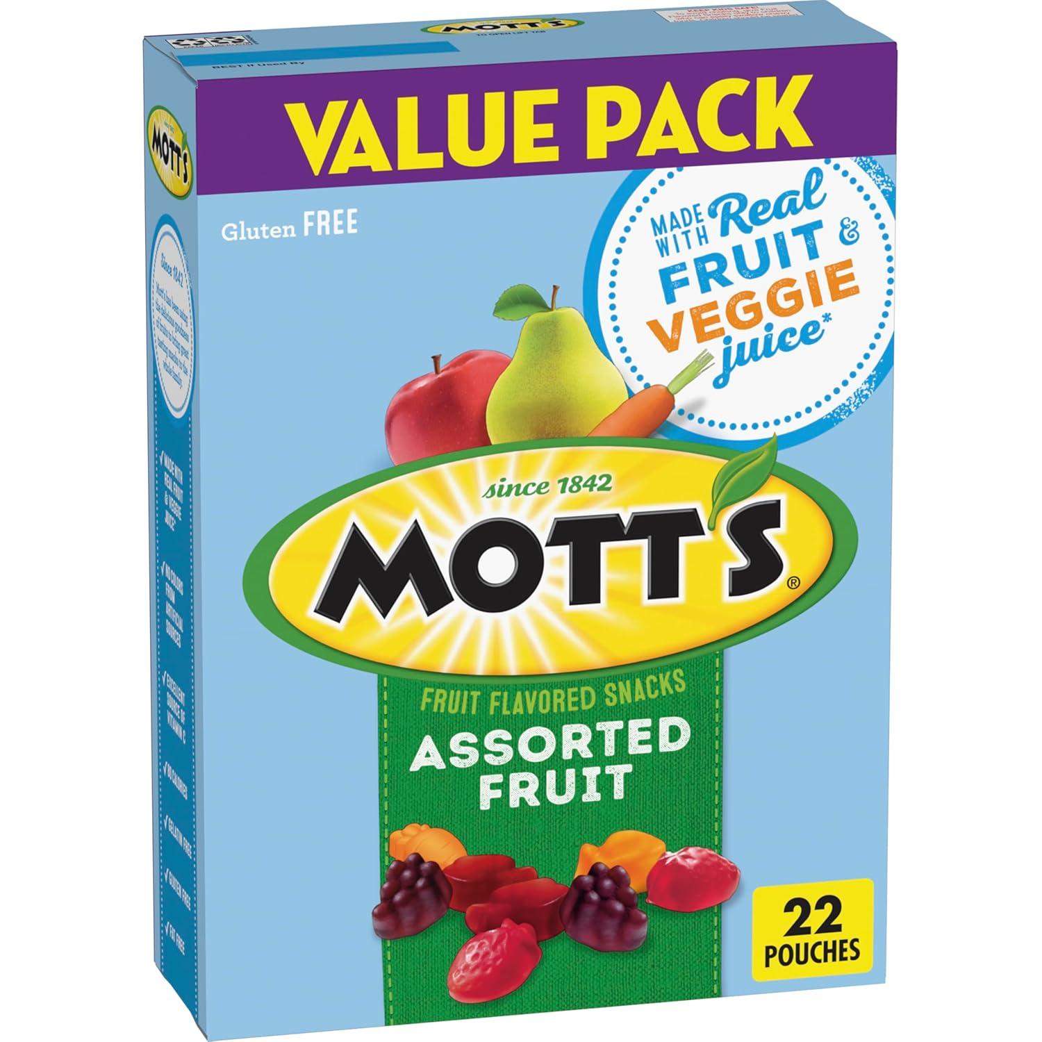 image:imageMotts Fruit Flavored Snacks Assorted Fruit Gluten Free Snack Value Pack 22 Pouches 176 oz Pack of 6Assorted Fruit