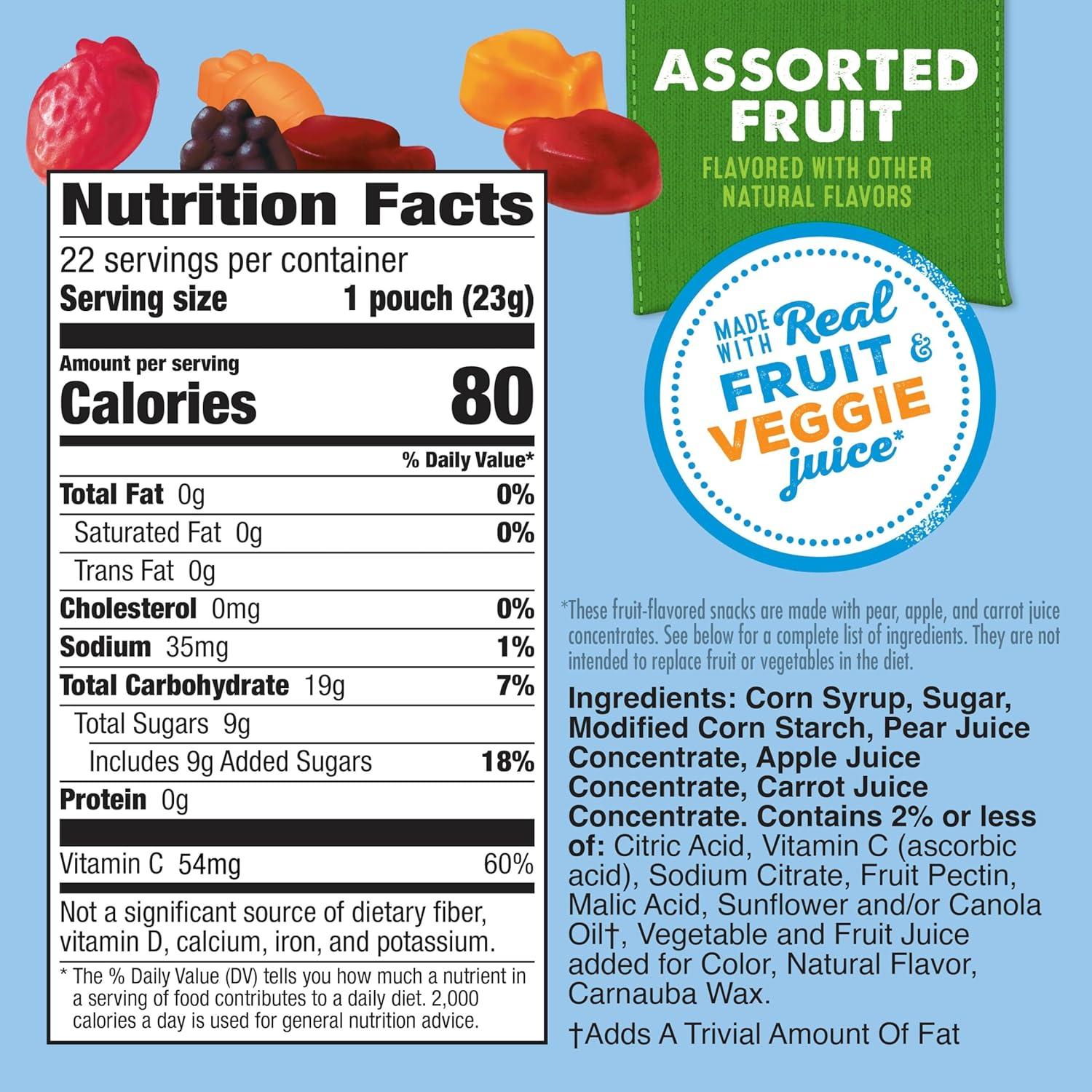 image:imageMotts Fruit Flavored Snacks Assorted Fruit Gluten Free Snack Value Pack 22 Pouches 176 oz Pack of 6Assorted Fruit