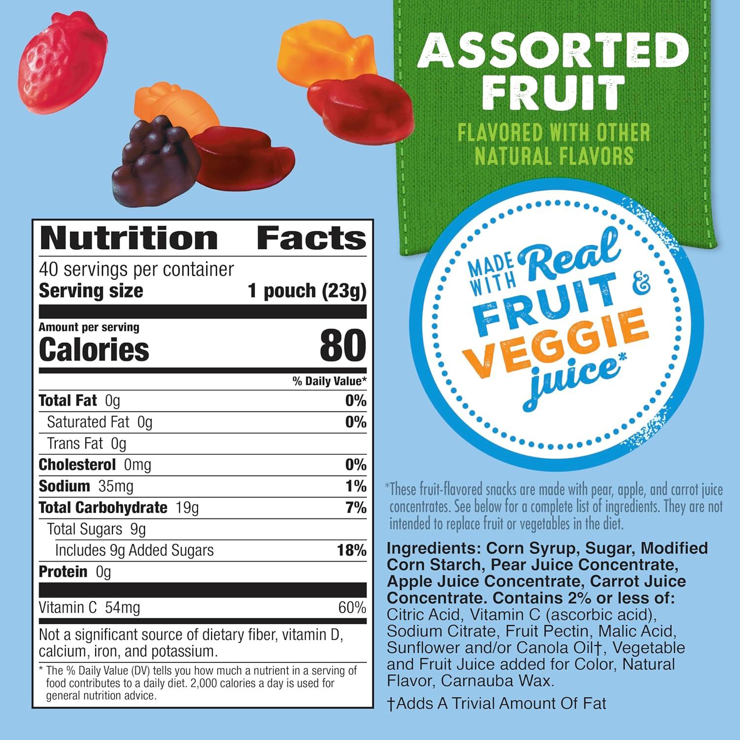 image:imageMotts Fruit Flavored Snacks Assorted Fruit Gluten Free Snack Value Pack 22 Pouches 176 oz Pack of 6Assorted Fruit