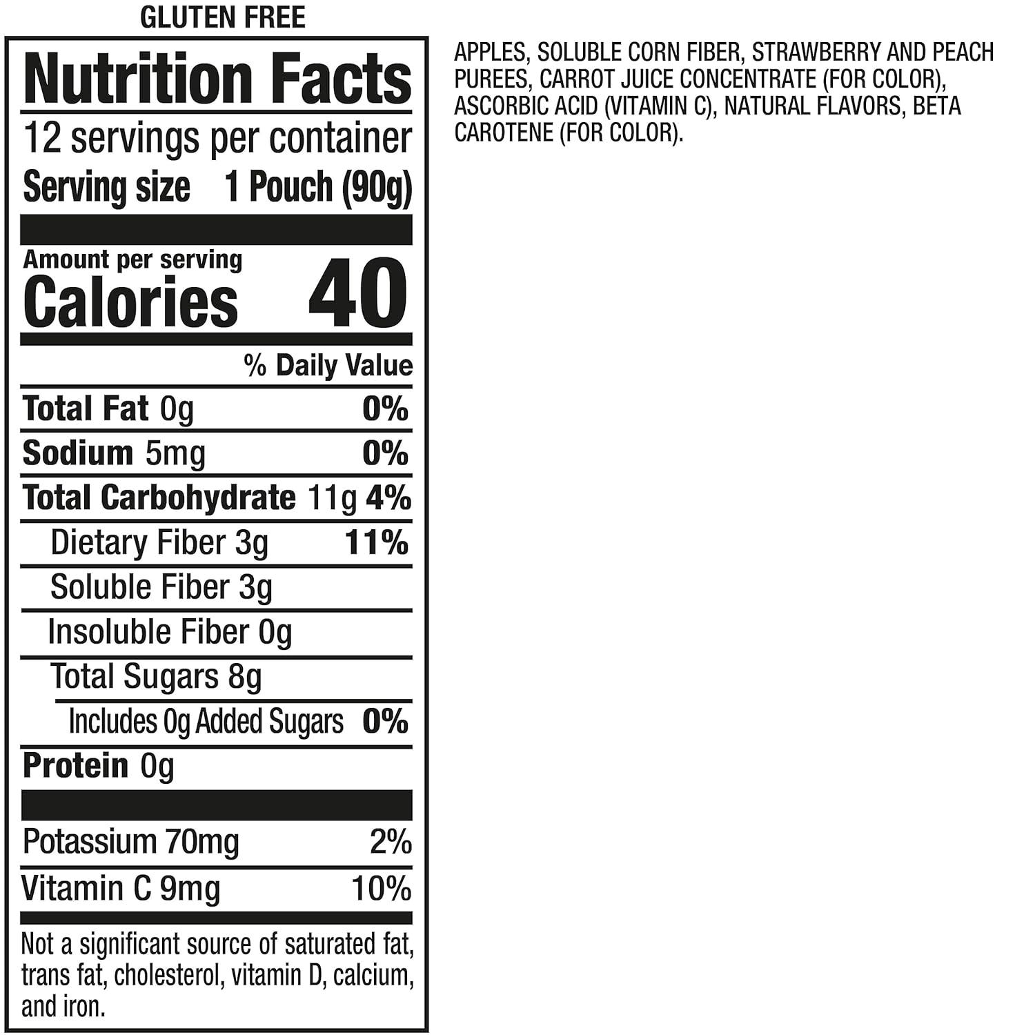 image:imageMotts Mighty Honeycrisp Apple Applesauce 32 Oz Clear Pouches 48 Count 4 Packs of 12 No Sugar Added Good Source Of Fiber Supports A Healthy Digestive System GlutenFree KosherStrawberry Peach