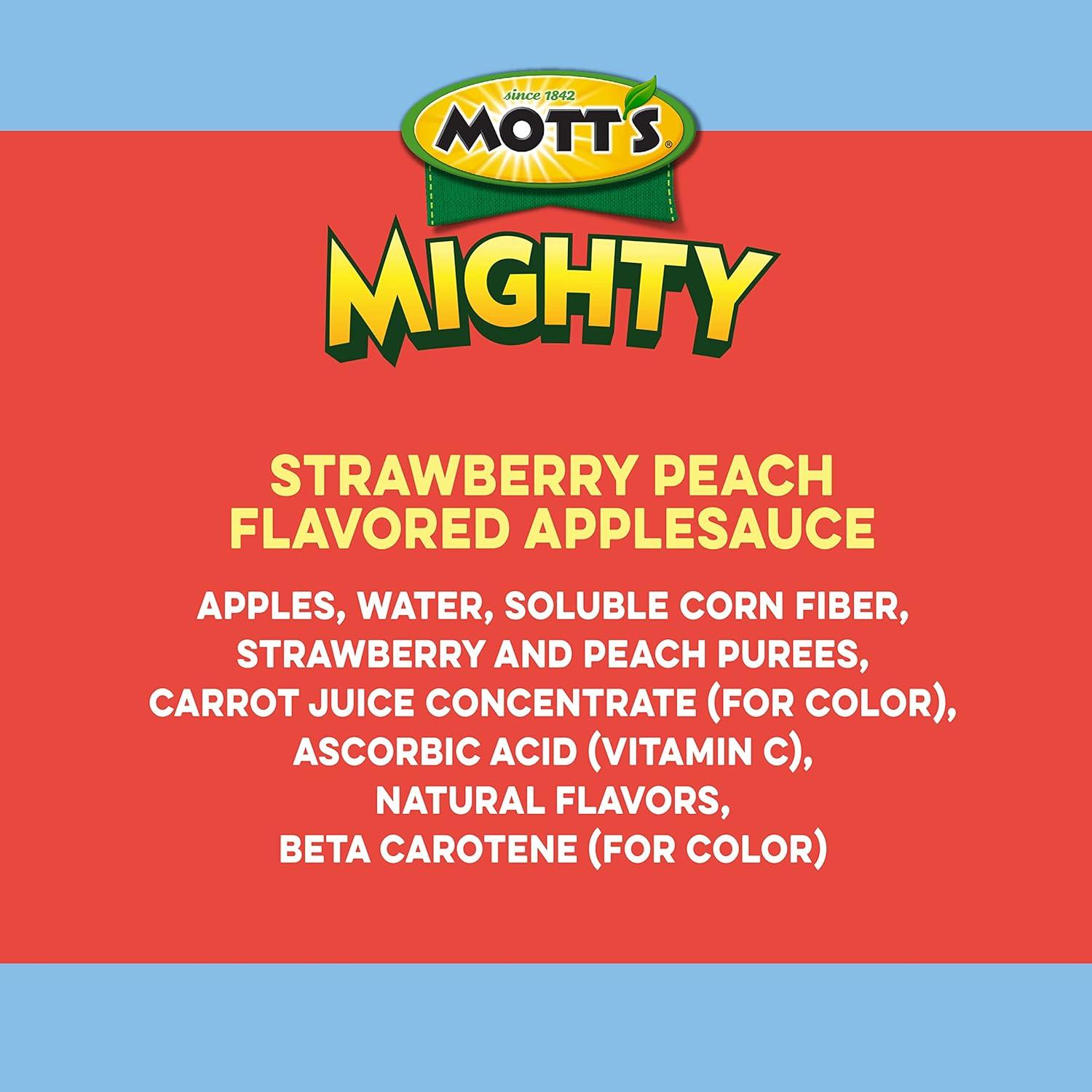 image:imageMotts Mighty Honeycrisp Apple Applesauce 32 Oz Clear Pouches 48 Count 4 Packs of 12 No Sugar Added Good Source Of Fiber Supports A Healthy Digestive System GlutenFree KosherStrawberry Peach