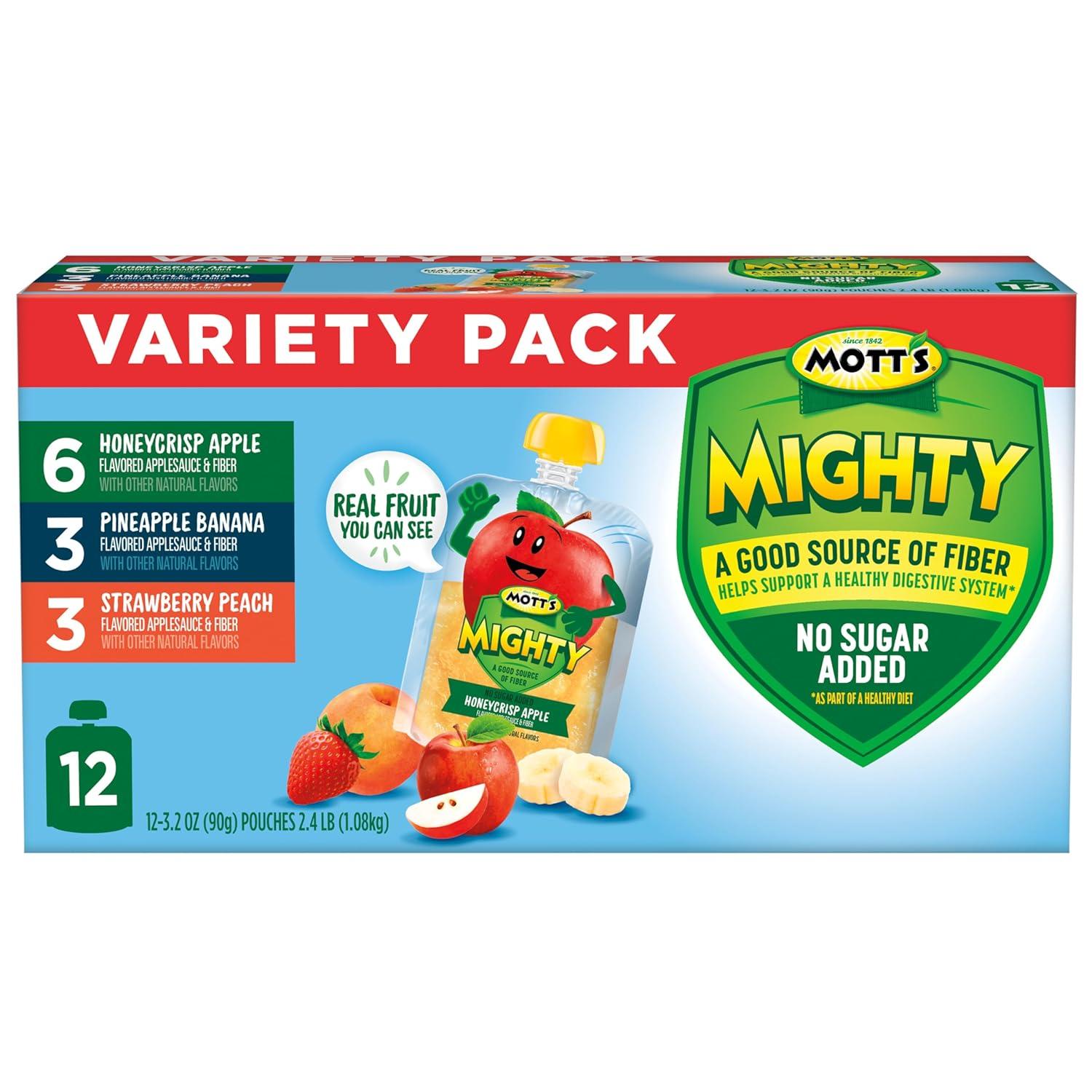 image:imageMotts Mighty Honeycrisp Apple Applesauce 32 Oz Clear Pouches 48 Count 4 Packs of 12 No Sugar Added Good Source Of Fiber Supports A Healthy Digestive System GlutenFree KosherVariety