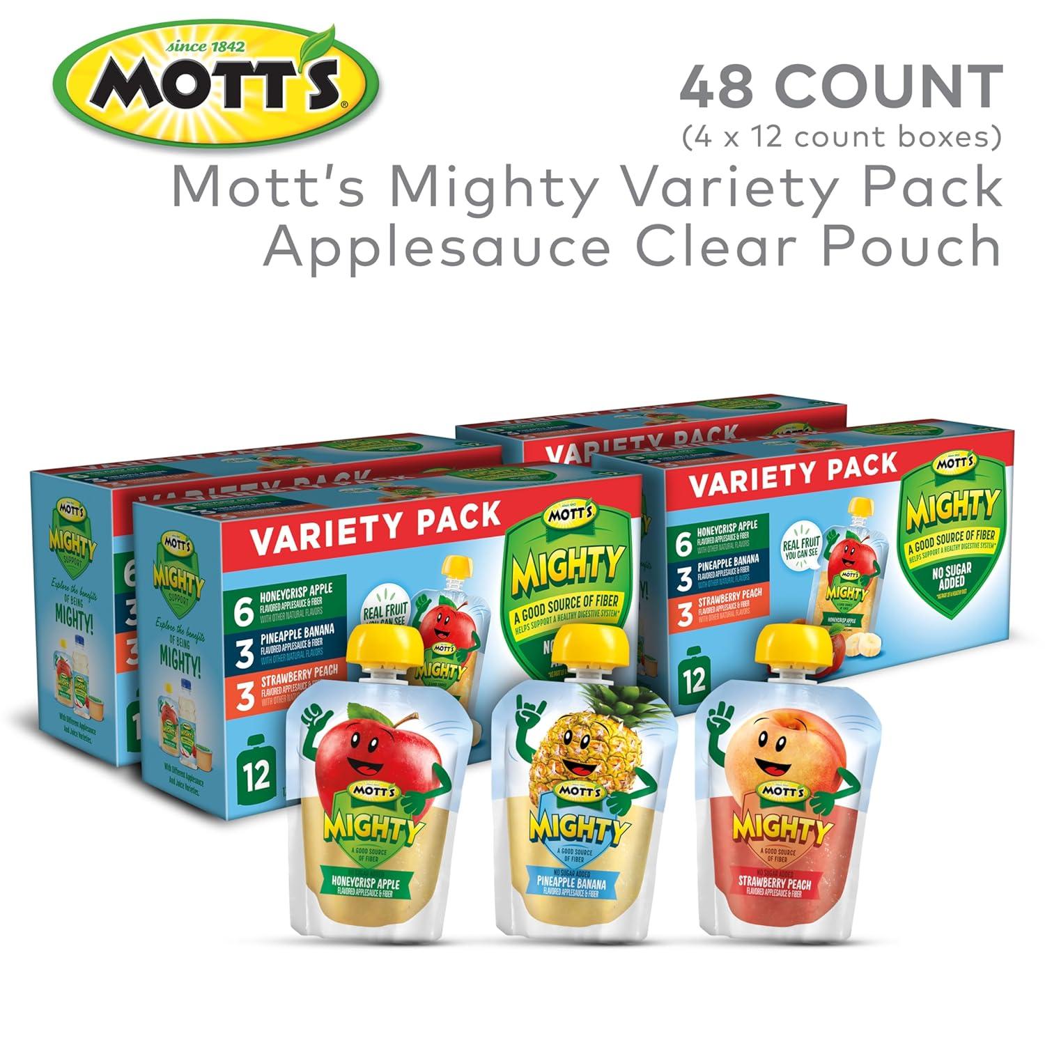 image:imageMotts Mighty Honeycrisp Apple Applesauce 32 Oz Clear Pouches 48 Count 4 Packs of 12 No Sugar Added Good Source Of Fiber Supports A Healthy Digestive System GlutenFree KosherVariety