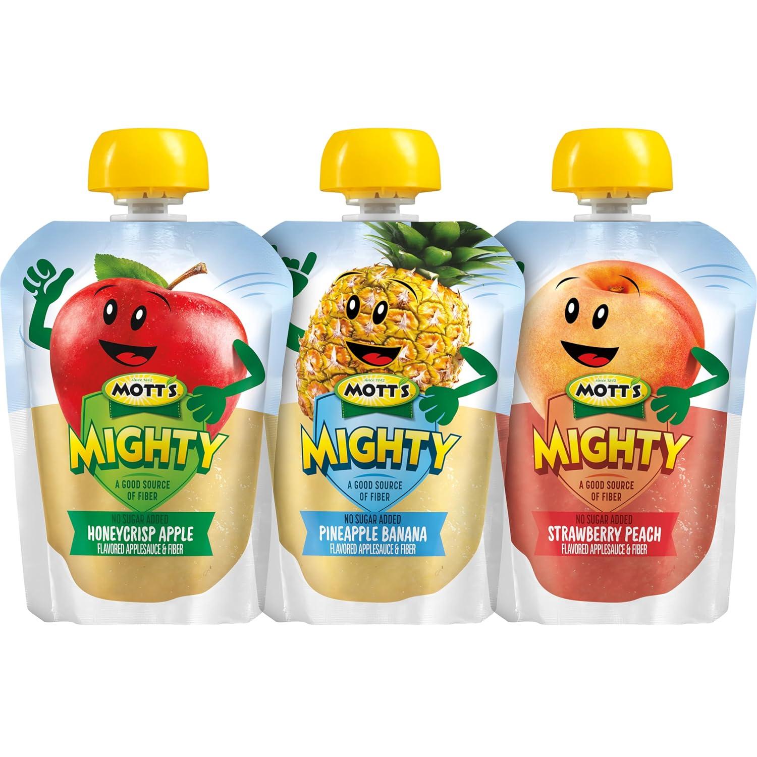 image:imageMotts Mighty Honeycrisp Apple Applesauce 32 Oz Clear Pouches 48 Count 4 Packs of 12 No Sugar Added Good Source Of Fiber Supports A Healthy Digestive System GlutenFree KosherVariety