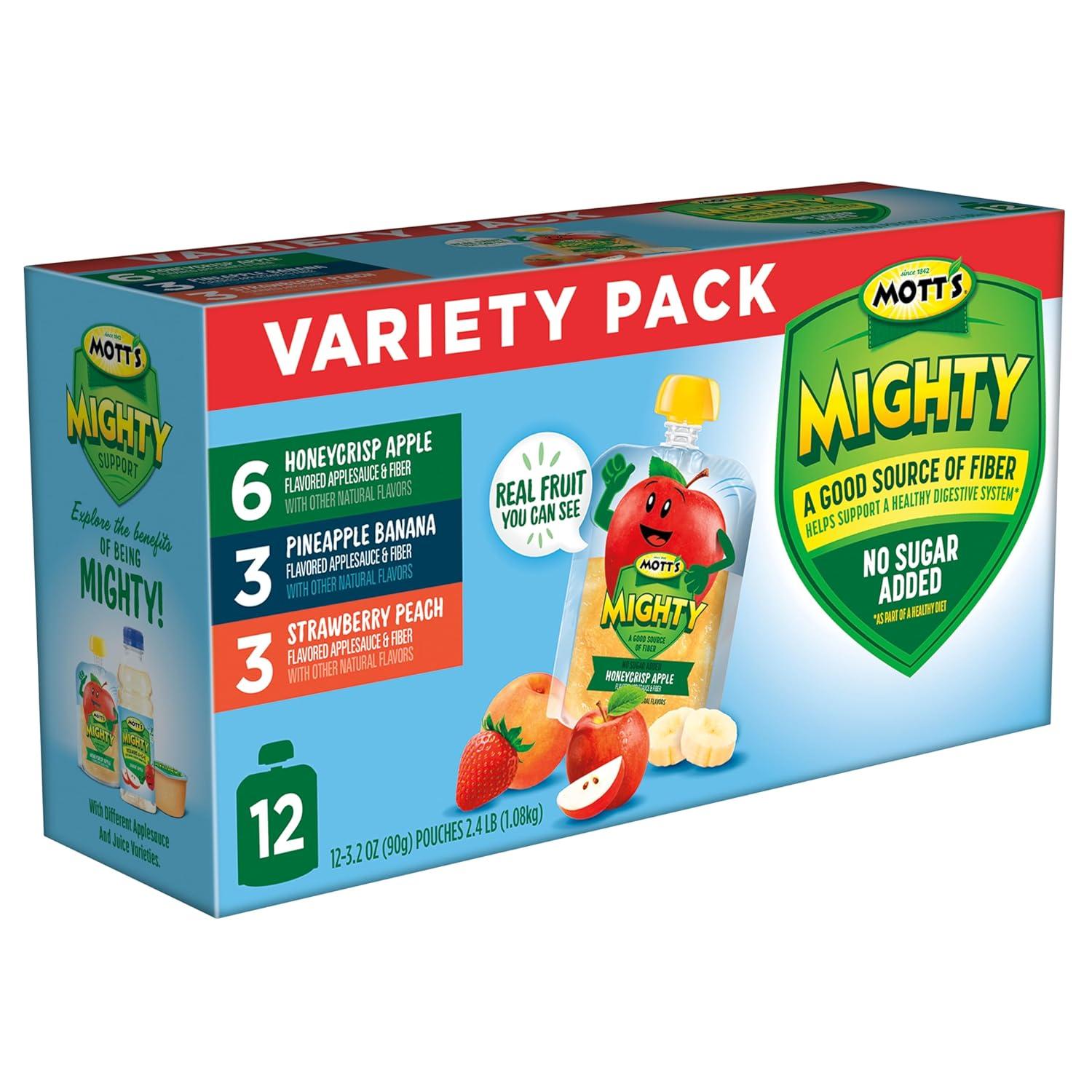 image:imageMotts Mighty Honeycrisp Apple Applesauce 32 Oz Clear Pouches 48 Count 4 Packs of 12 No Sugar Added Good Source Of Fiber Supports A Healthy Digestive System GlutenFree KosherVariety