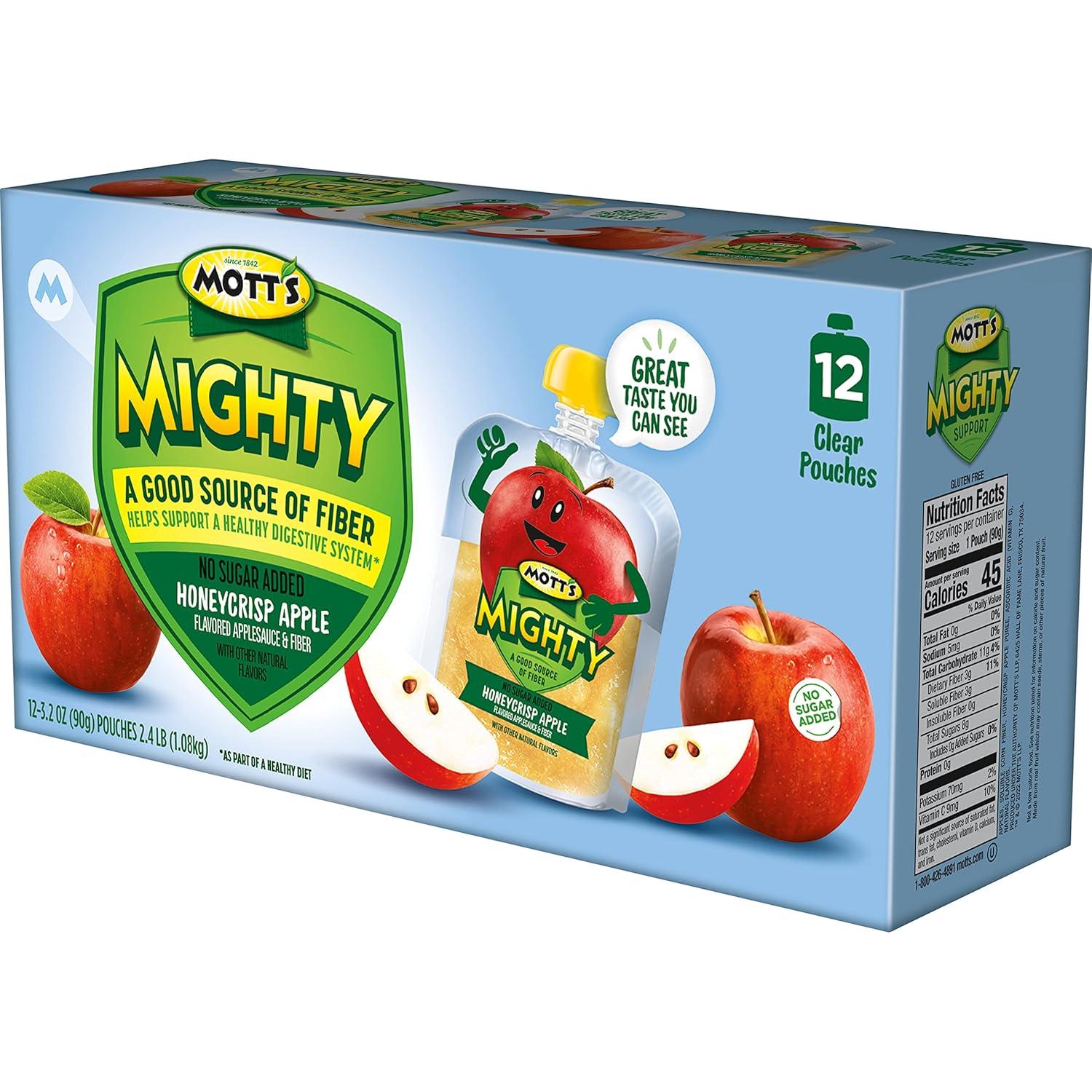image:imageMotts Mighty Honeycrisp Apple Applesauce 32 Oz Clear Pouches 48 Count 4 Packs of 12 No Sugar Added Good Source Of Fiber Supports A Healthy Digestive System GlutenFree KosherHoneycrisp Apple