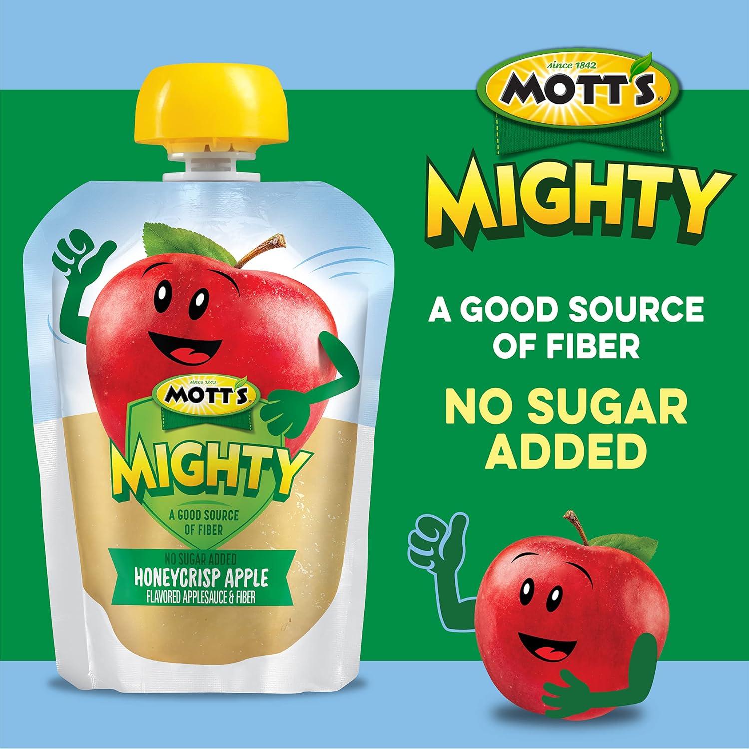 image:imageMotts Mighty Honeycrisp Apple Applesauce 32 Oz Clear Pouches 48 Count 4 Packs of 12 No Sugar Added Good Source Of Fiber Supports A Healthy Digestive System GlutenFree KosherVariety