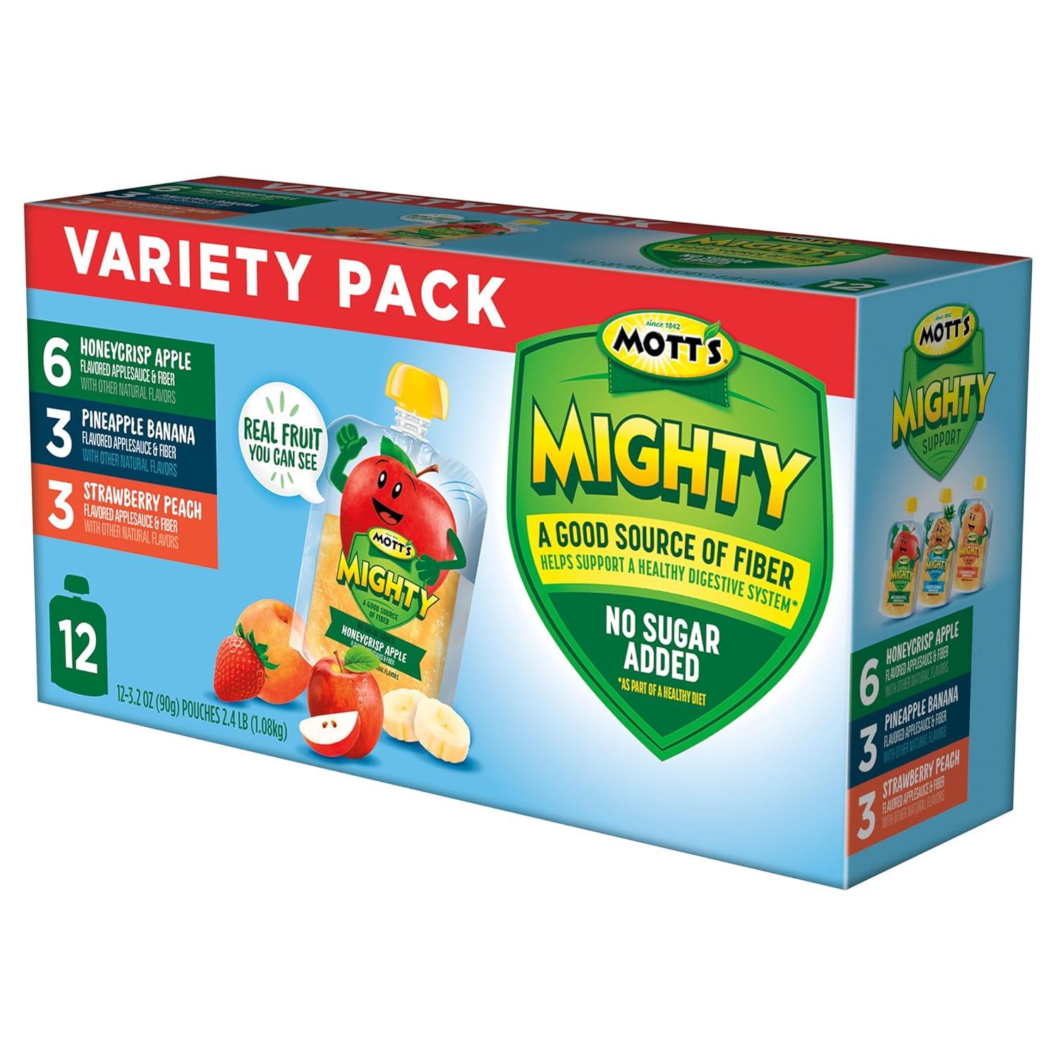 image:imageMotts Mighty Honeycrisp Apple Applesauce 32 Oz Clear Pouches 48 Count 4 Packs of 12 No Sugar Added Good Source Of Fiber Supports A Healthy Digestive System GlutenFree KosherVariety