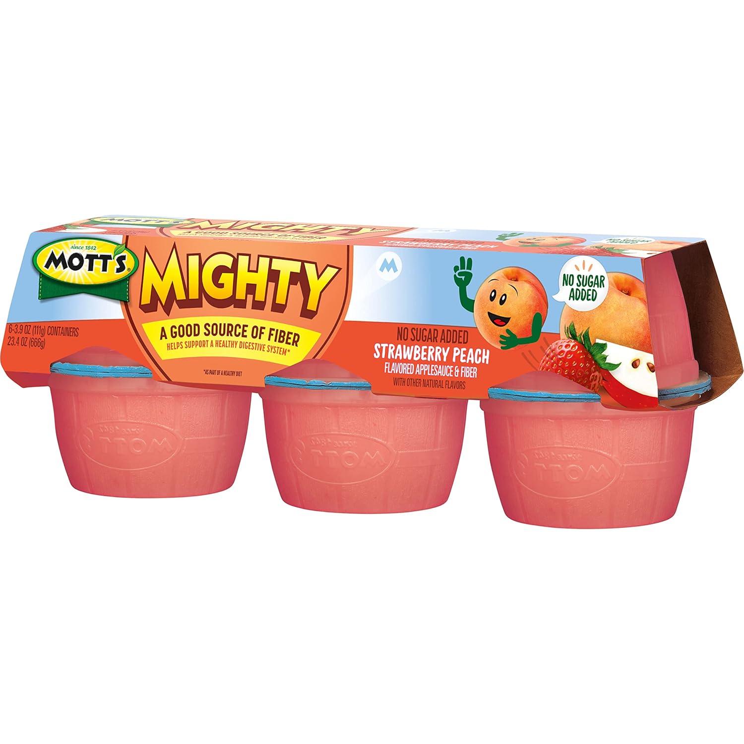 image:imageMotts Mighty Strawberry Peach Applesauce 39 Oz Cups 72 Count 12 Packs Of 6 No Sugar Added Good Source Of Fiber Supports A Healthy Digestive System Glutenfree KosherStrawberry Peach