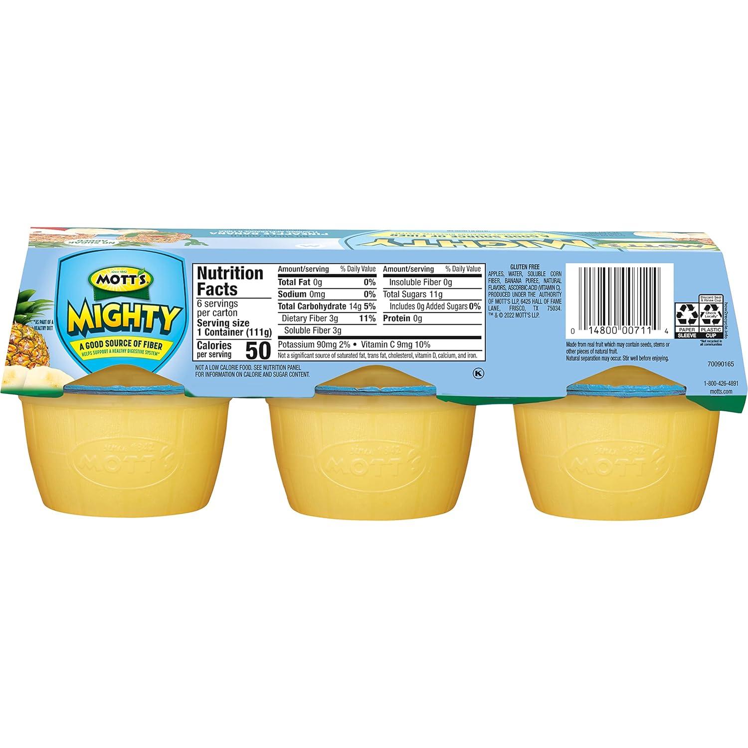 image:imageMotts Mighty Strawberry Peach Applesauce 39 Oz Cups 72 Count 12 Packs Of 6 No Sugar Added Good Source Of Fiber Supports A Healthy Digestive System Glutenfree KosherPineapple Banana