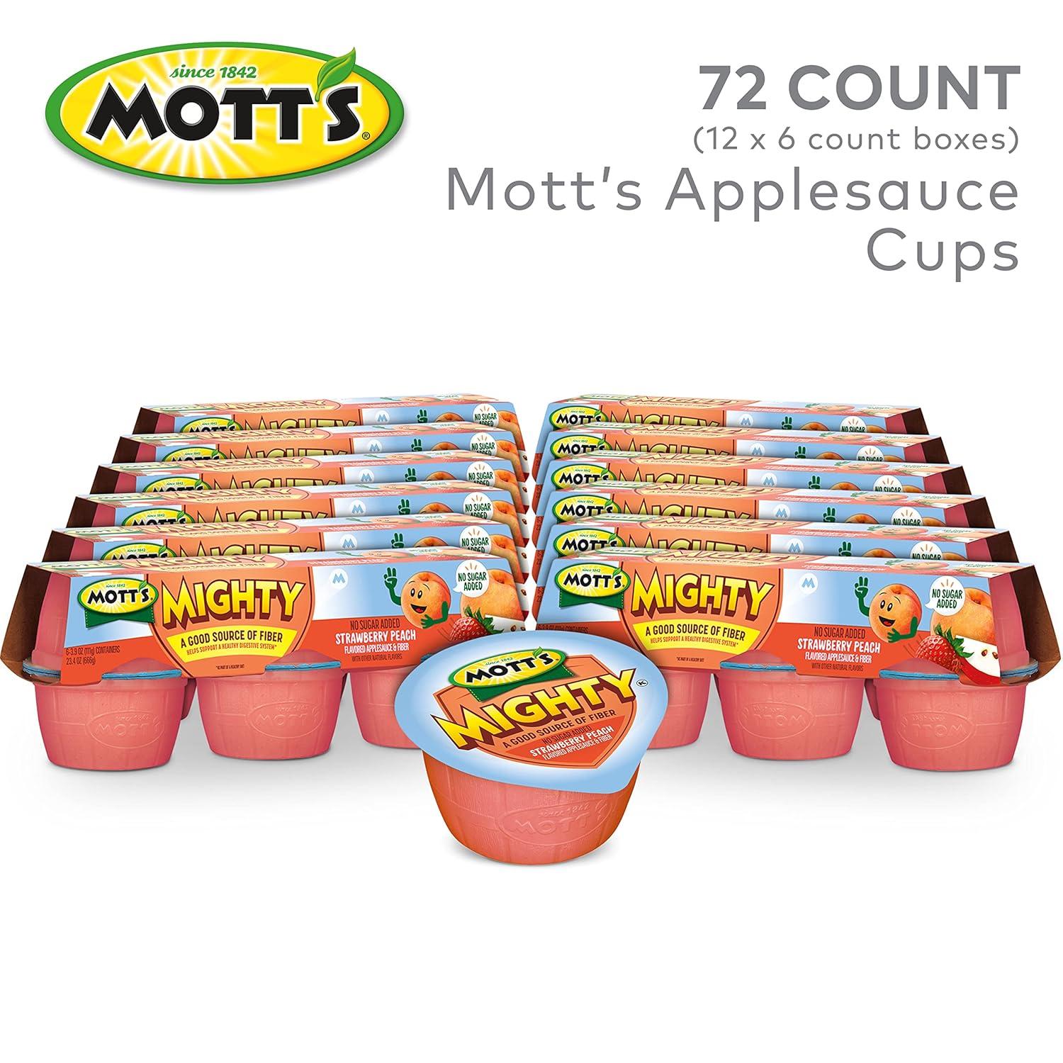 image:imageMotts Mighty Strawberry Peach Applesauce 39 Oz Cups 72 Count 12 Packs Of 6 No Sugar Added Good Source Of Fiber Supports A Healthy Digestive System Glutenfree KosherStrawberry Peach
