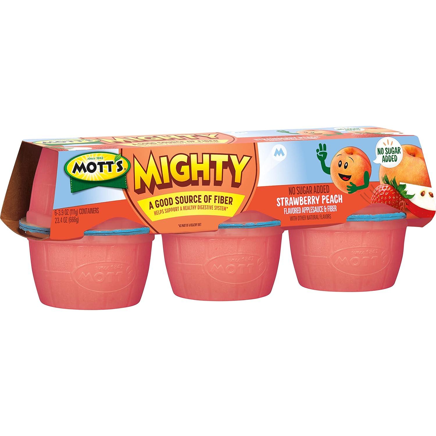 image:imageMotts Mighty Strawberry Peach Applesauce 39 Oz Cups 72 Count 12 Packs Of 6 No Sugar Added Good Source Of Fiber Supports A Healthy Digestive System Glutenfree KosherStrawberry Peach
