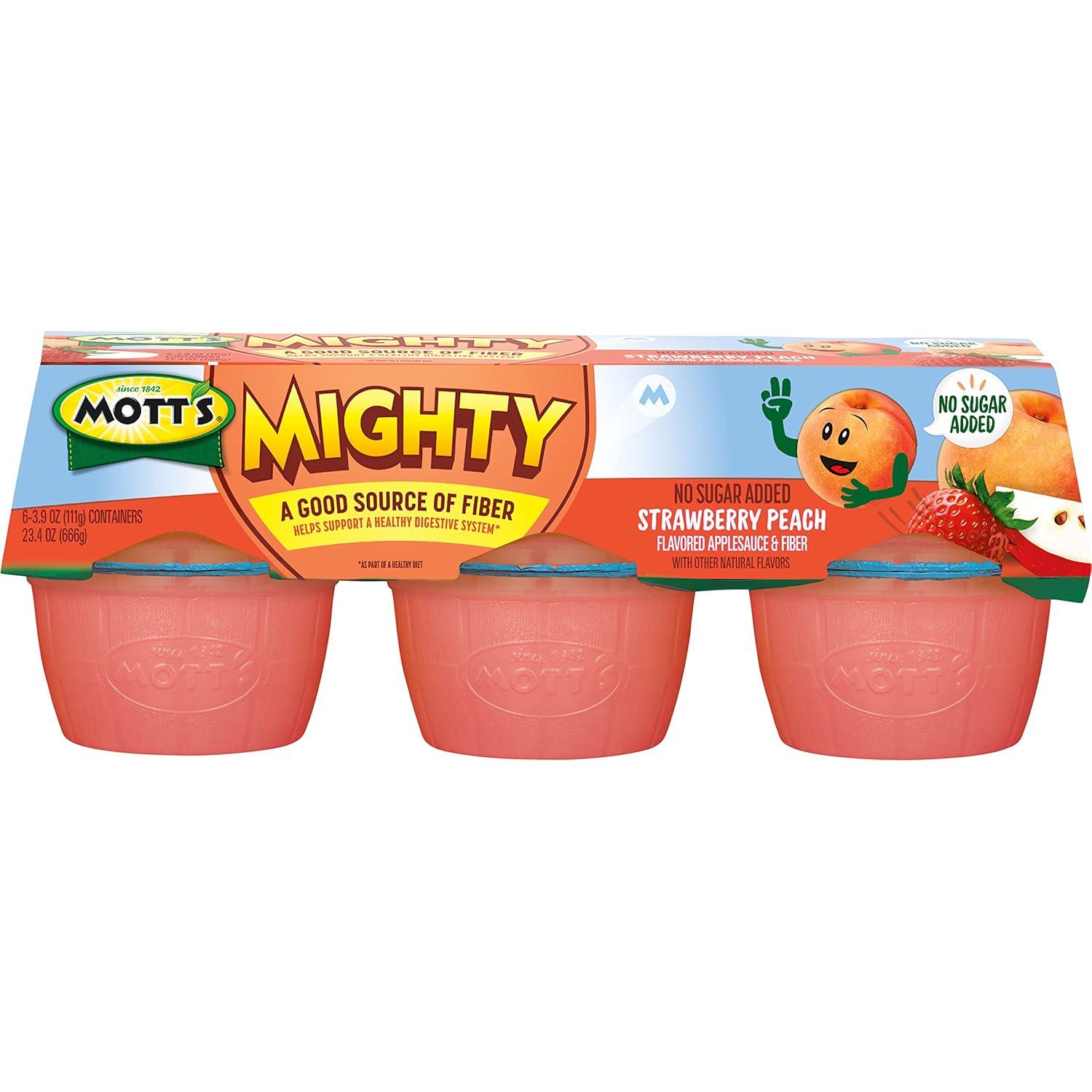 image:imageMotts Mighty Strawberry Peach Applesauce 39 Oz Cups 72 Count 12 Packs Of 6 No Sugar Added Good Source Of Fiber Supports A Healthy Digestive System Glutenfree KosherStrawberry Peach