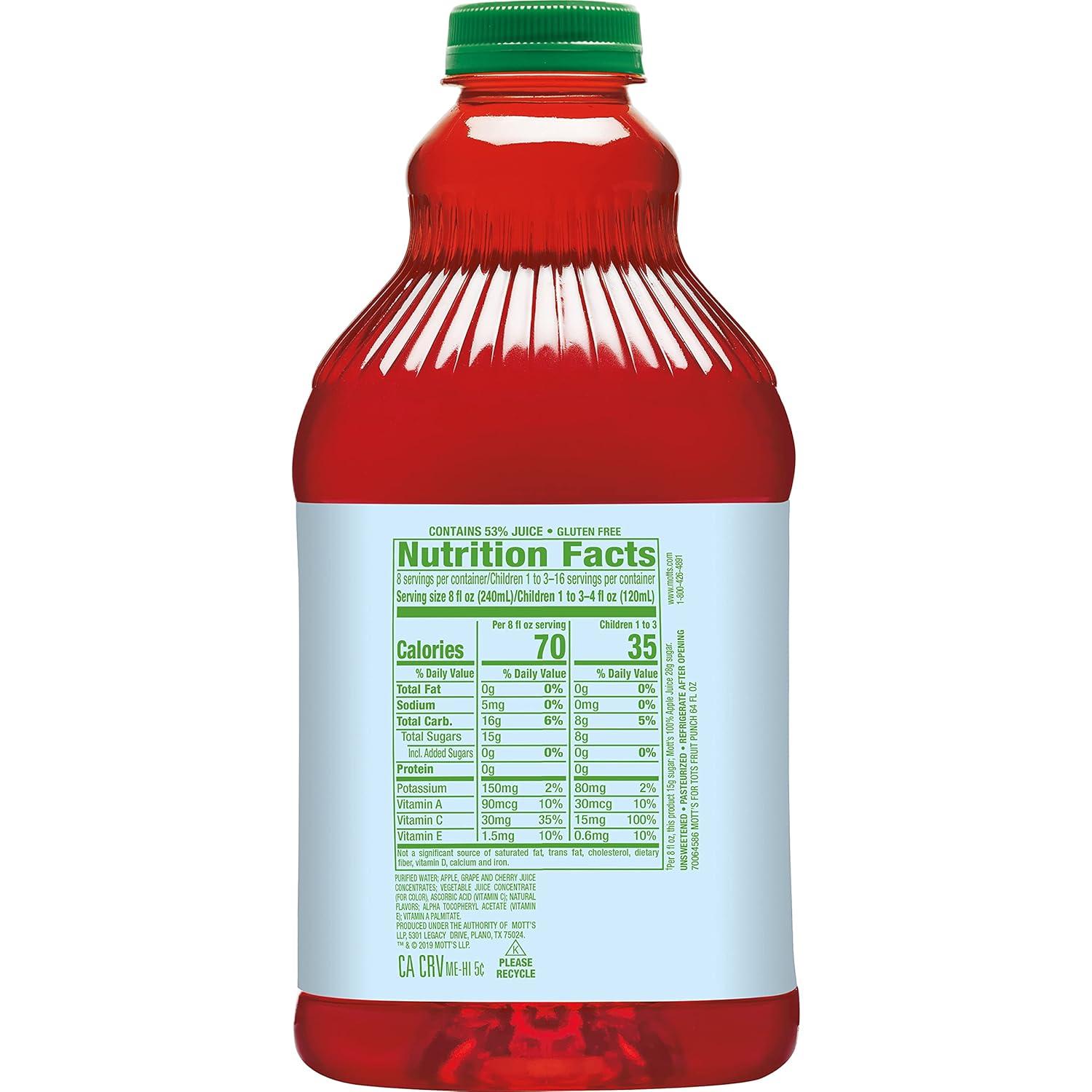 image:imageMotts Motts for Tots Fruit Punch Immunity Support 64Ounce Bottles Pack of 8Fruit Punch