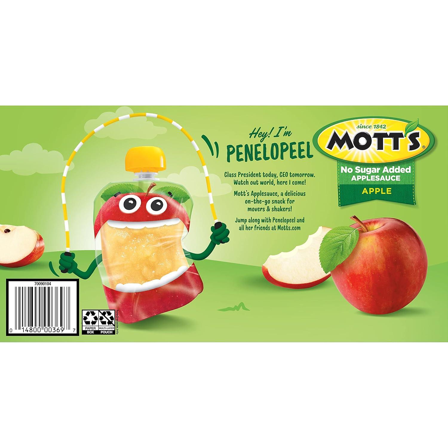 image:imageMotts No Sugar Added Applesauce 32 Oz Clear Pouches 48 Count 4 Packs Of 12 Good Source Of Vitamin C No Artificial FlavorsApple