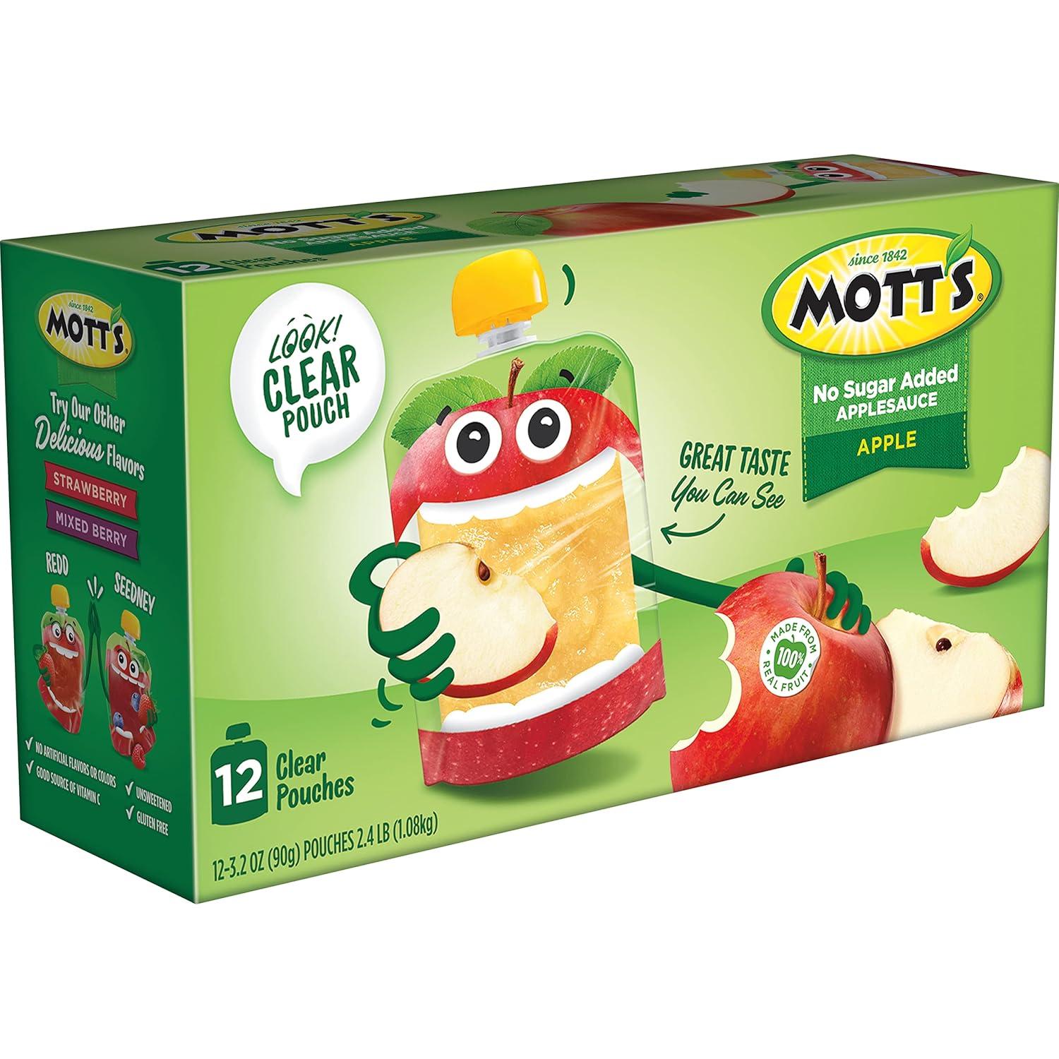 image:imageMotts No Sugar Added Applesauce 32 Oz Clear Pouches 48 Count 4 Packs Of 12 Good Source Of Vitamin C No Artificial FlavorsApple