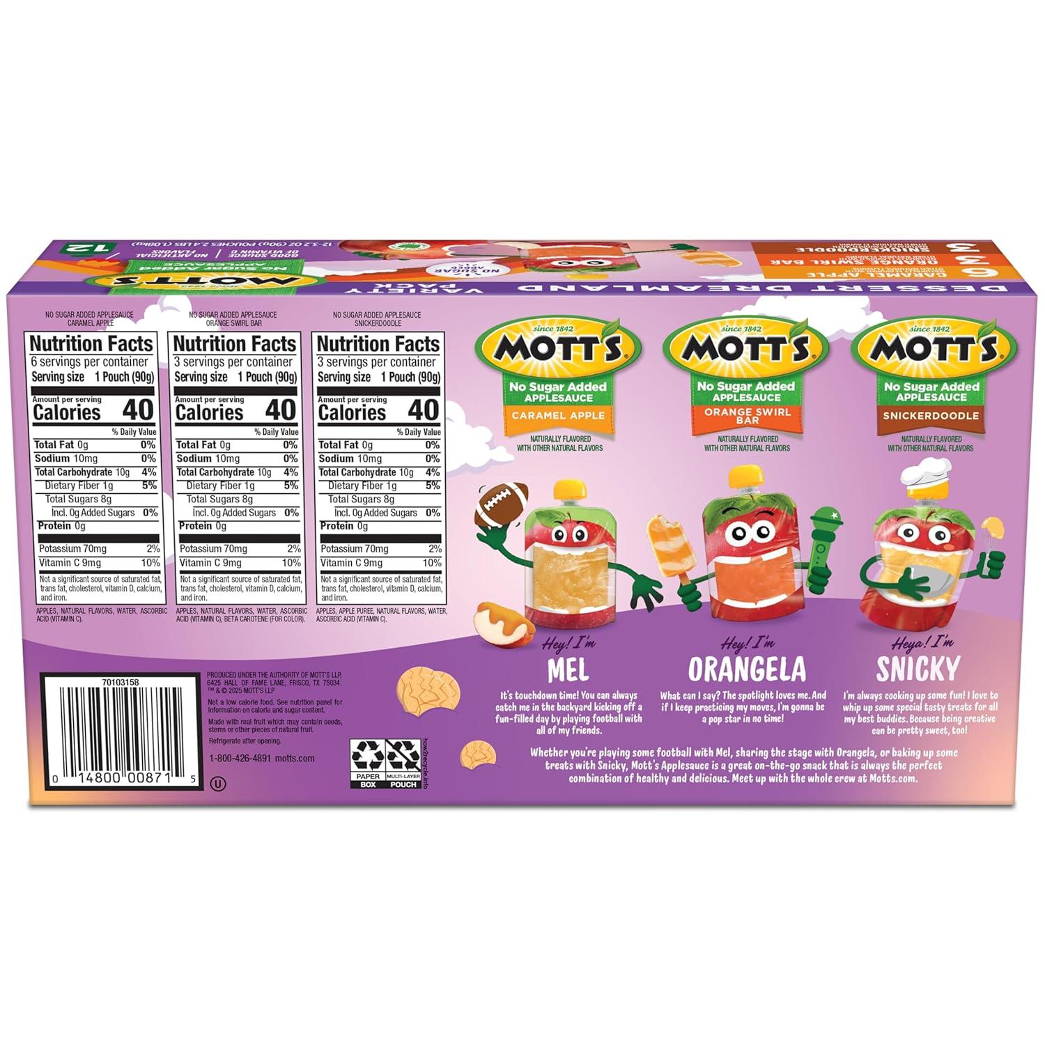 image:imageMotts No Sugar Added Applesauce 32 Oz Clear Pouches 48 Count 4 Packs Of 12 Good Source Of Vitamin C No Artificial FlavorsDessert Dreamland Variety