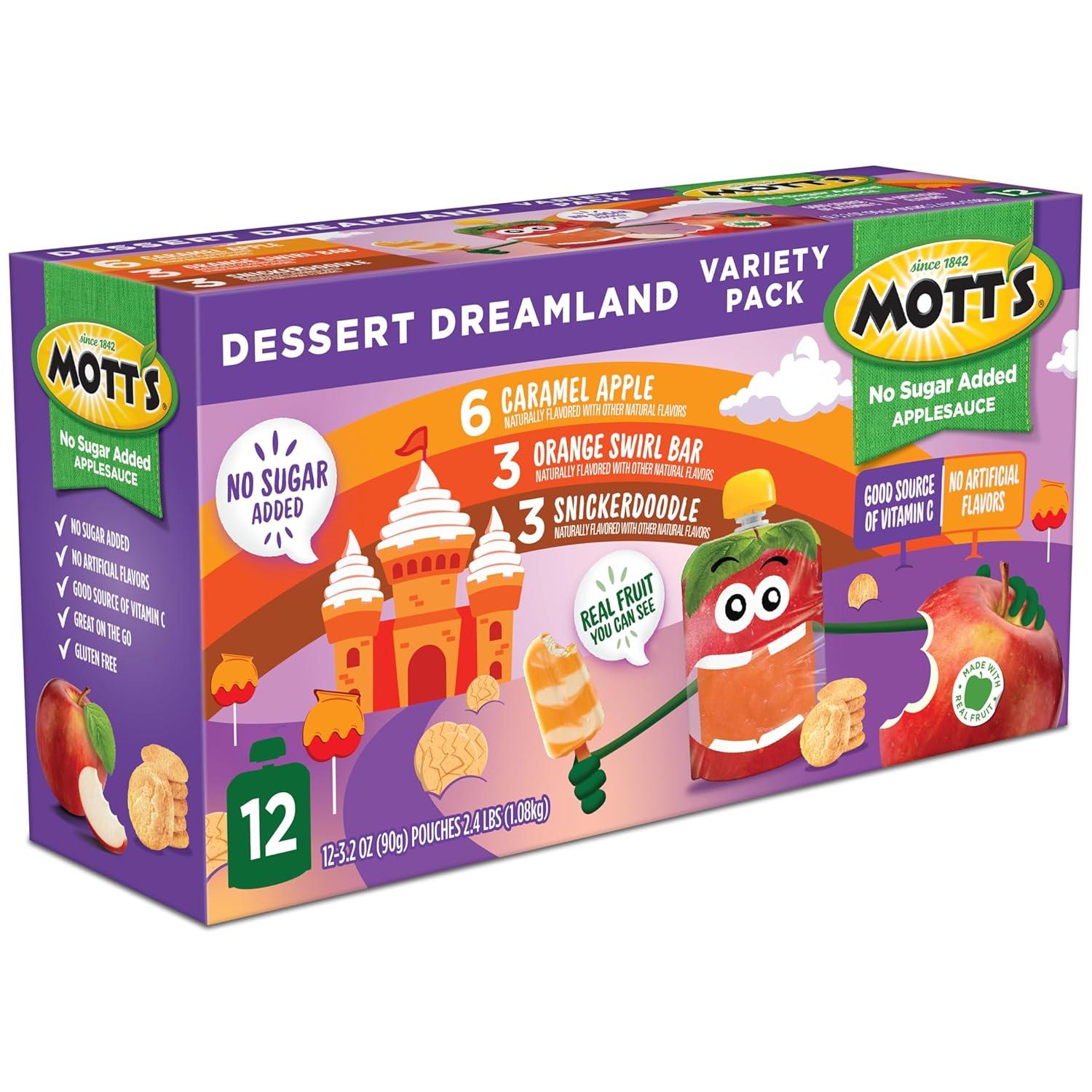image:imageMotts No Sugar Added Applesauce 32 Oz Clear Pouches 48 Count 4 Packs Of 12 Good Source Of Vitamin C No Artificial FlavorsDessert Dreamland Variety