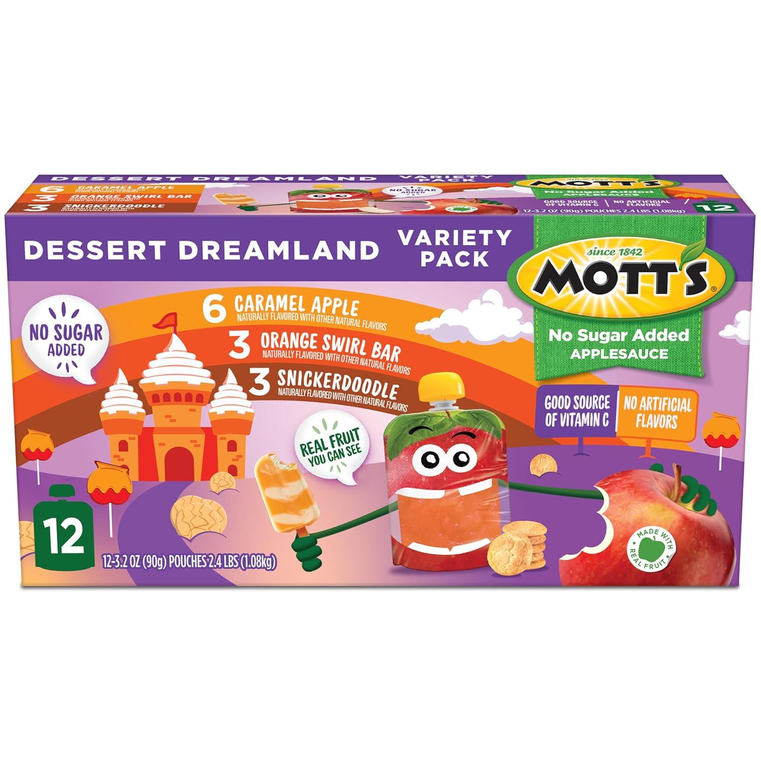 image:imageMotts No Sugar Added Applesauce 32 Oz Clear Pouches 48 Count 4 Packs Of 12 Good Source Of Vitamin C No Artificial FlavorsDessert Dreamland Variety