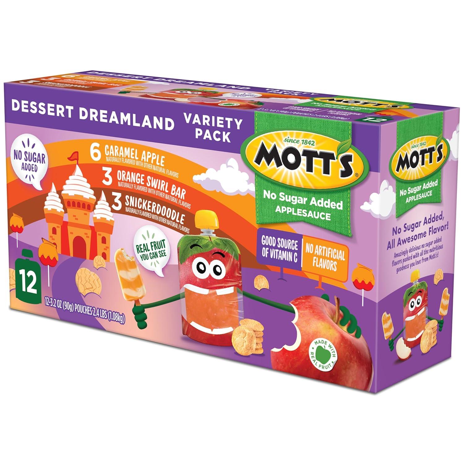image:imageMotts No Sugar Added Applesauce 32 Oz Clear Pouches 48 Count 4 Packs Of 12 Good Source Of Vitamin C No Artificial FlavorsDessert Dreamland Variety