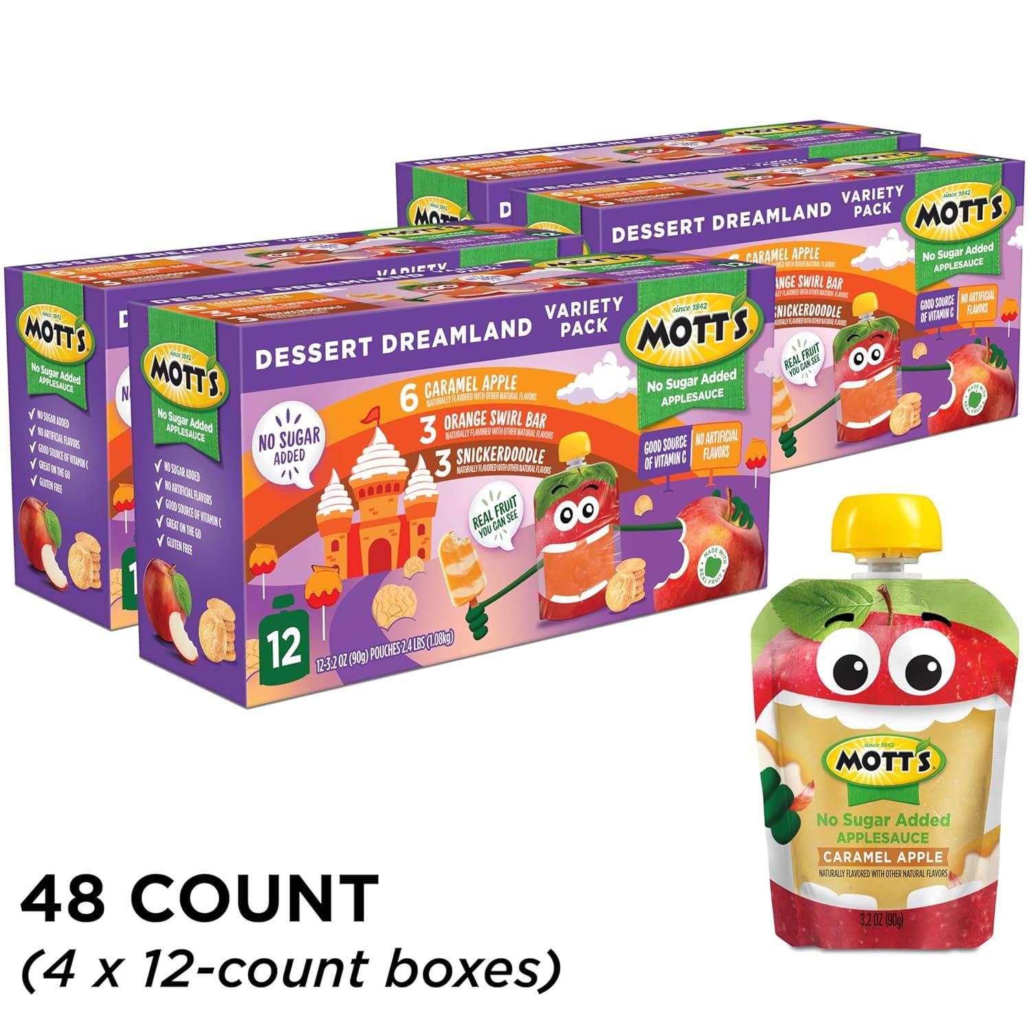 image:imageMotts No Sugar Added Applesauce 32 Oz Clear Pouches 48 Count 4 Packs Of 12 Good Source Of Vitamin C No Artificial FlavorsDessert Dreamland Variety
