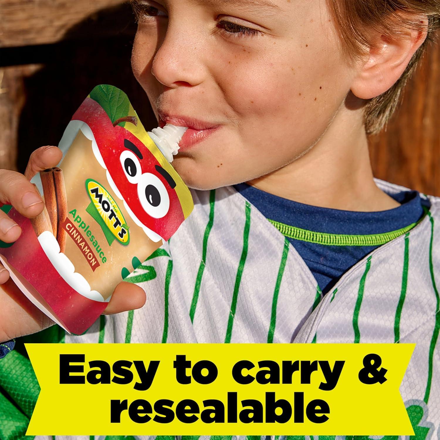 image:imageMotts No Sugar Added Applesauce Variety Pack Cinnamon and Apple Made from Real Fruit No Artificial Flavors 32 Oz Clear Pouches 20 PackCinnamon