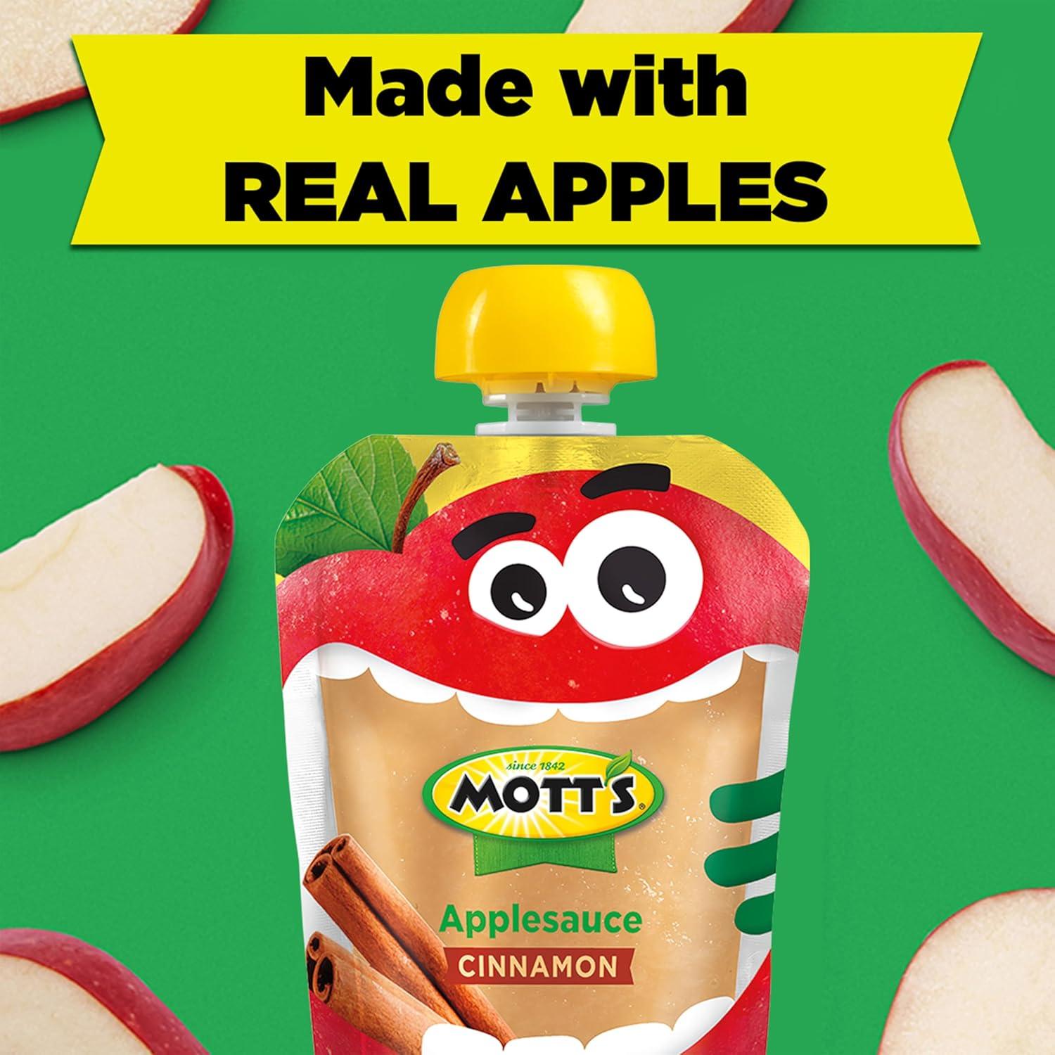 image:imageMotts No Sugar Added Applesauce Variety Pack Cinnamon and Apple Made from Real Fruit No Artificial Flavors 32 Oz Clear Pouches 20 PackCinnamon