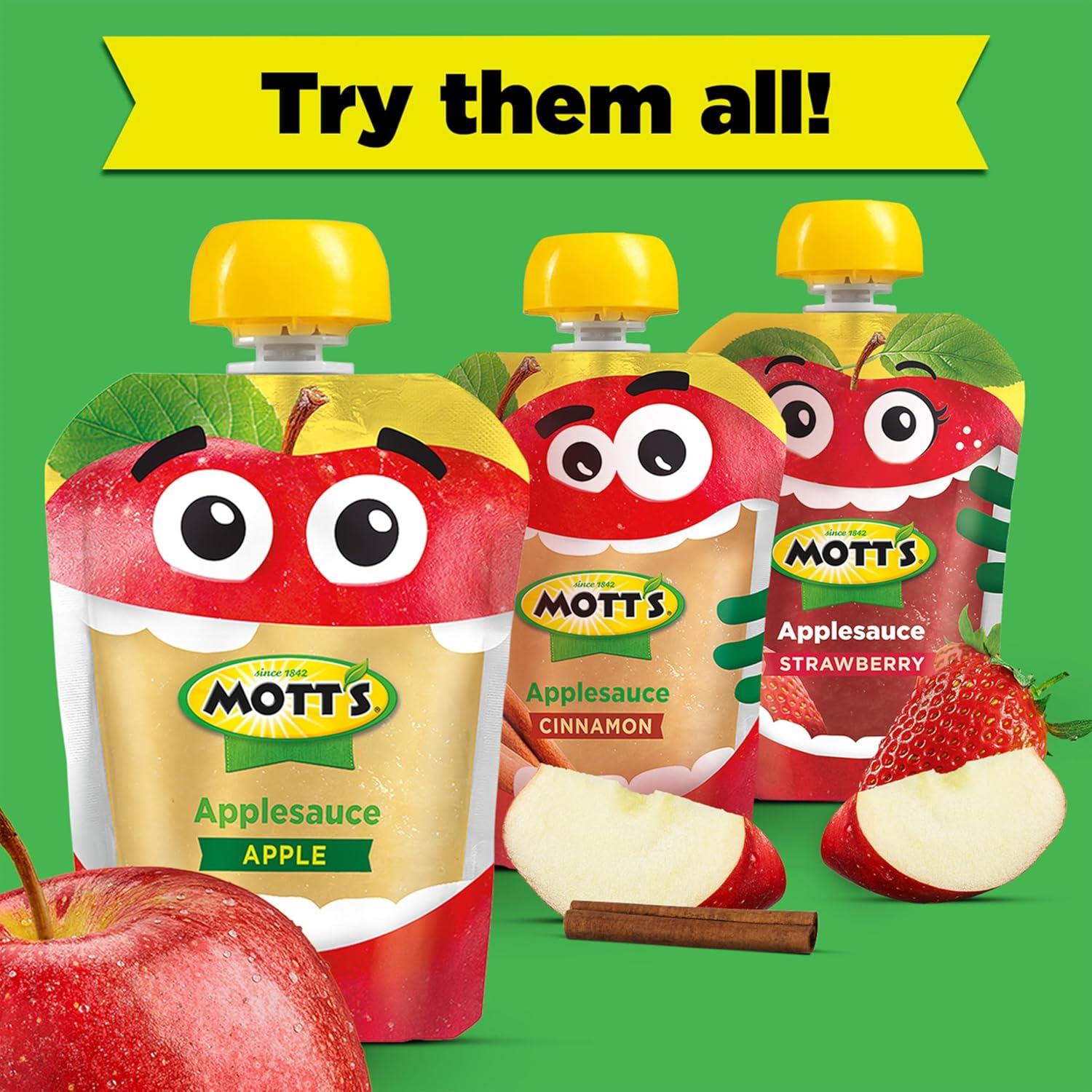 image:imageMotts No Sugar Added Applesauce Variety Pack Cinnamon and Apple Made from Real Fruit No Artificial Flavors 32 Oz Clear Pouches 20 PackCinnamon