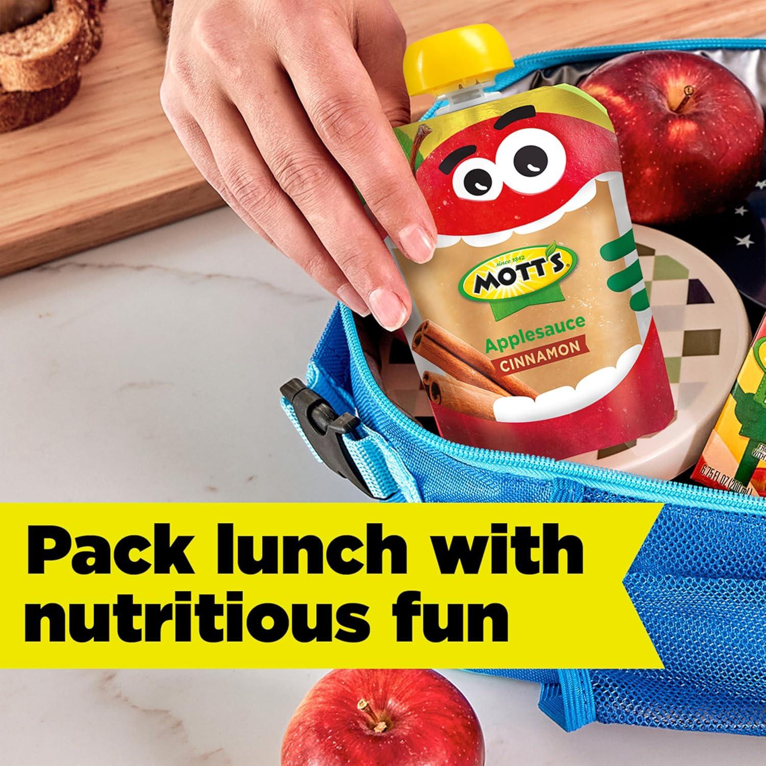 image:imageMotts No Sugar Added Applesauce Variety Pack Cinnamon and Apple Made from Real Fruit No Artificial Flavors 32 Oz Clear Pouches 20 PackCinnamon