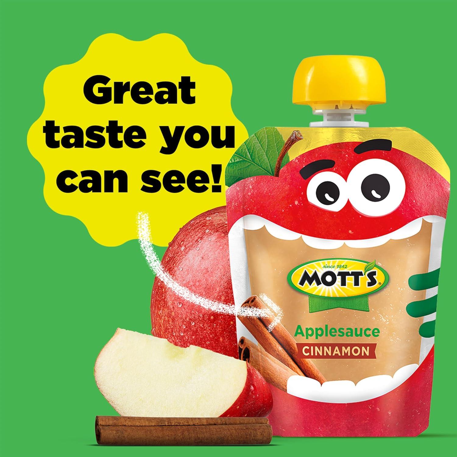 image:imageMotts No Sugar Added Applesauce Variety Pack Cinnamon and Apple Made from Real Fruit No Artificial Flavors 32 Oz Clear Pouches 20 PackCinnamon